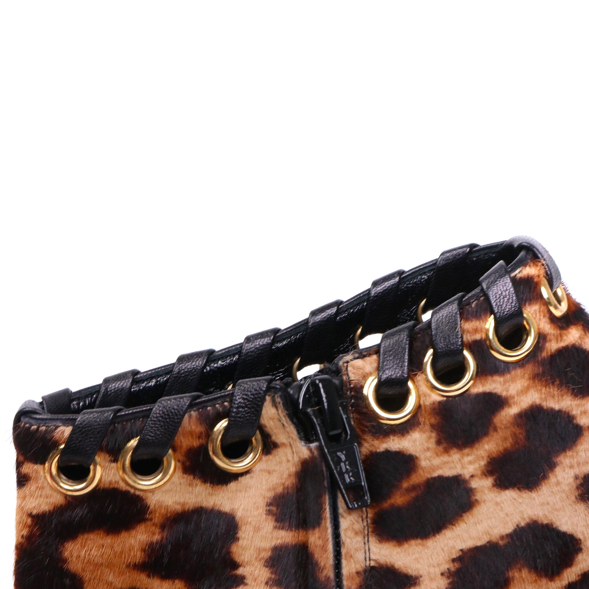 LOUBOUTIN - Boots Ostri booty Louboutin en veau façon poulain léopard (T38)