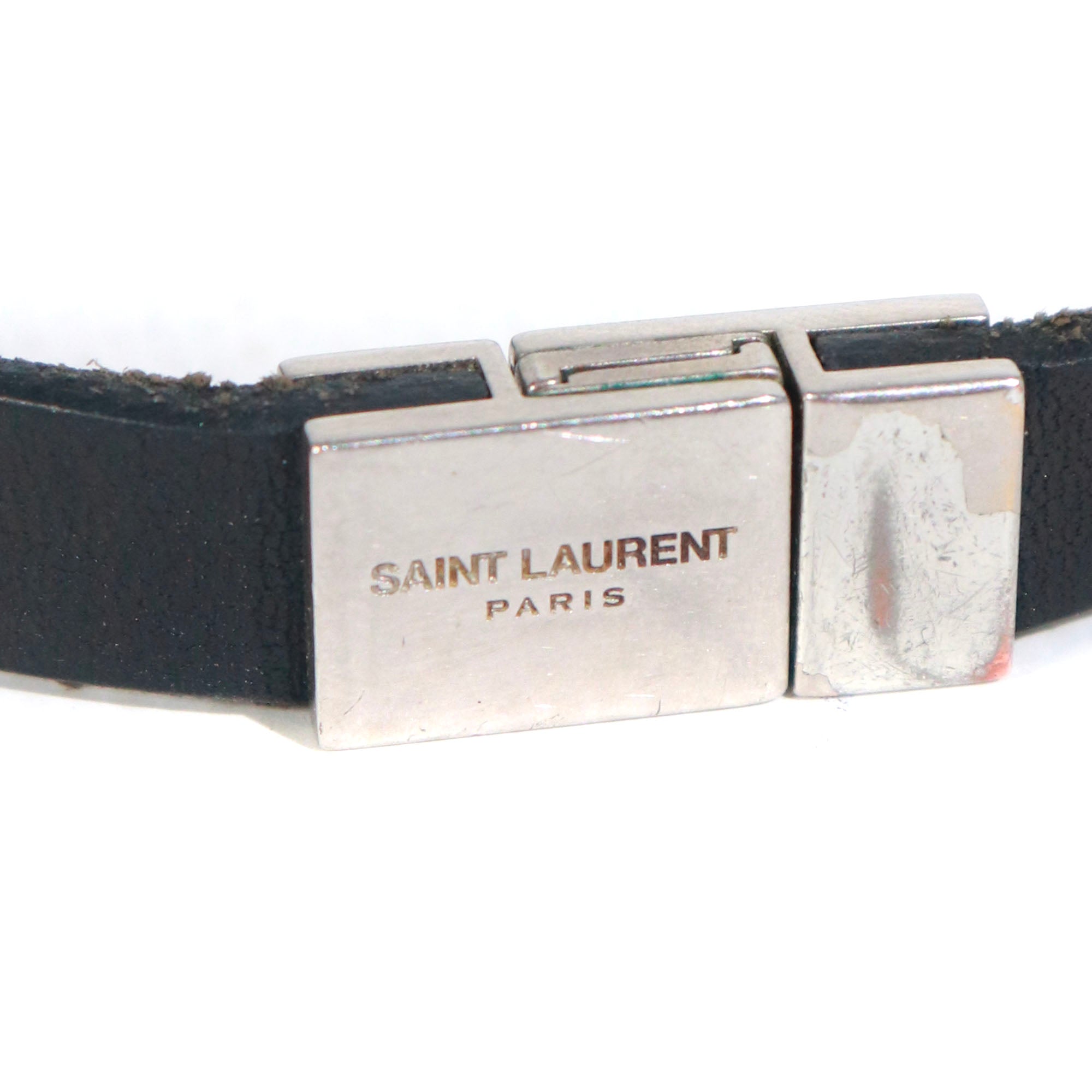 SAINT LAURENT - Bracelet Opyum en cuir noir
