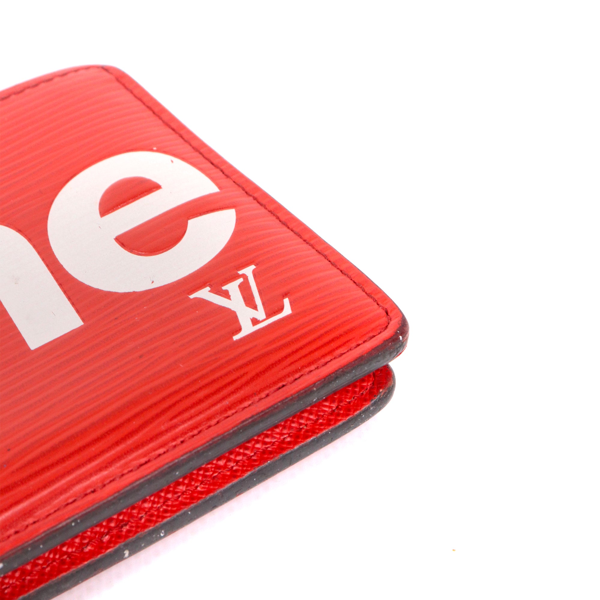 LOUIS VUITTON - Portefeuille Louis Vuitton x Supreme en cuir épi rouge