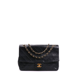 CHANEL - Sac à main Timeless/Classique Chanel simple flap Chanel en cuir lisse noir vintage