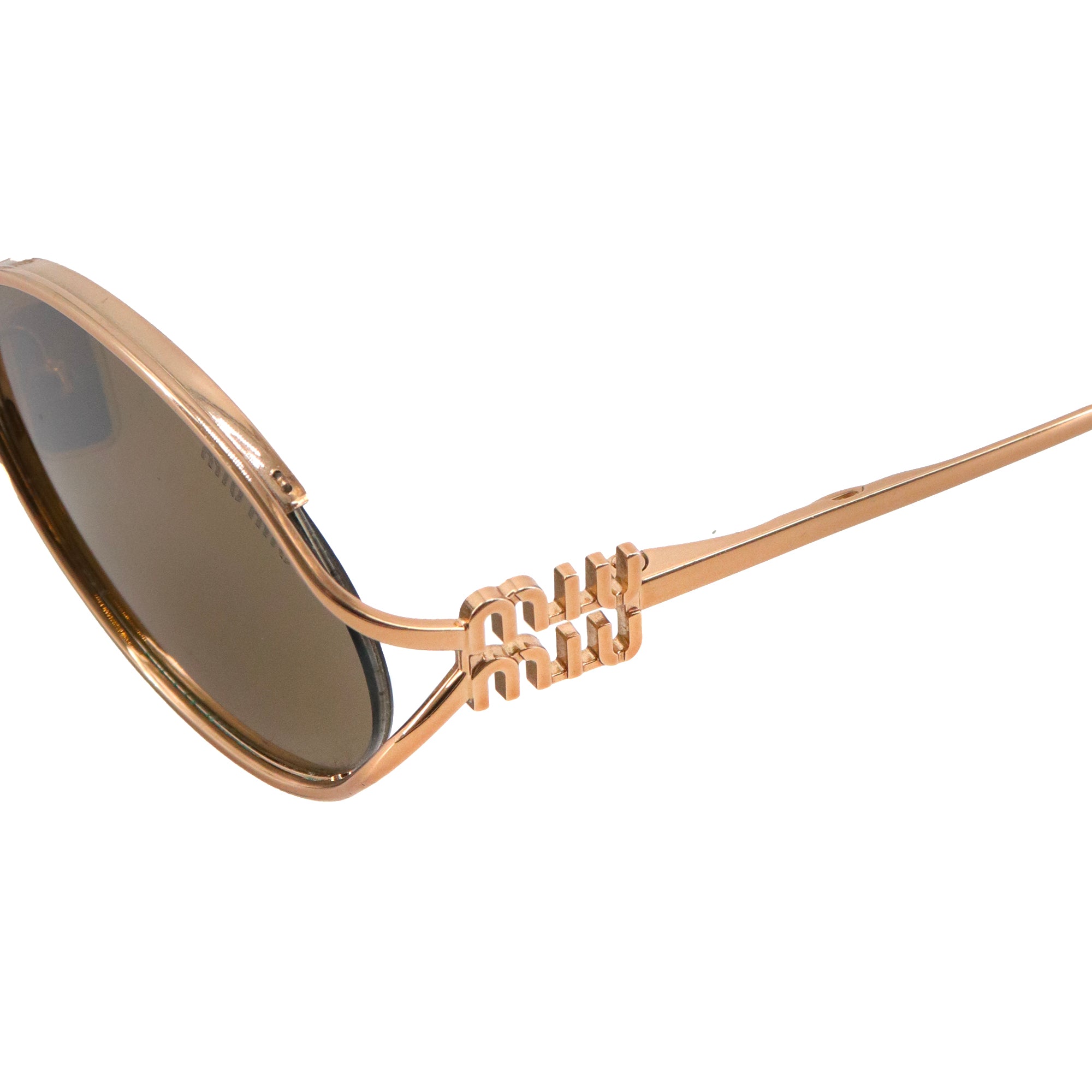 MIU MIU - Lunettes de soleil Logo MiuMiu en métal rose gold