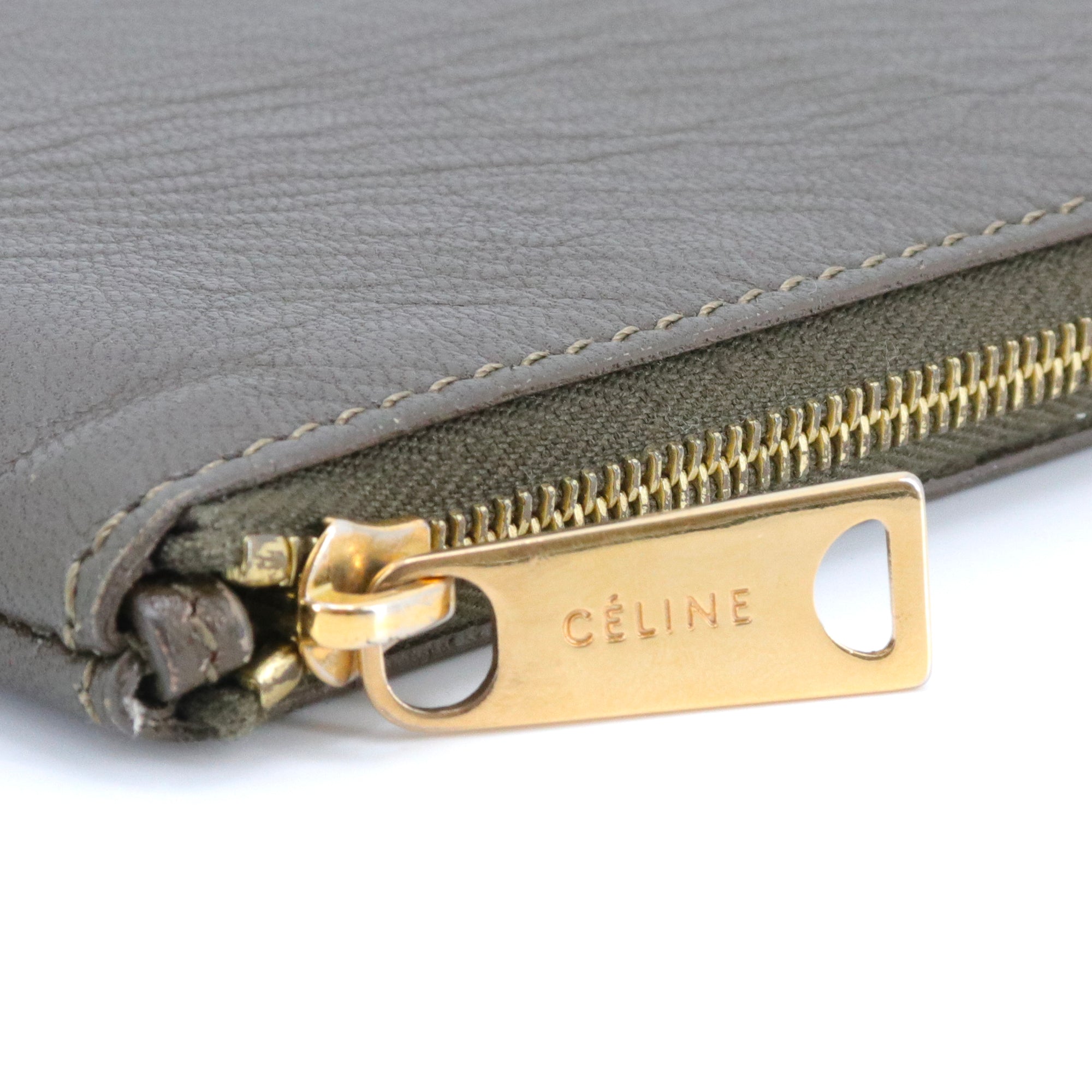 CELINE - Pochette Celine en cuir noir et kaki