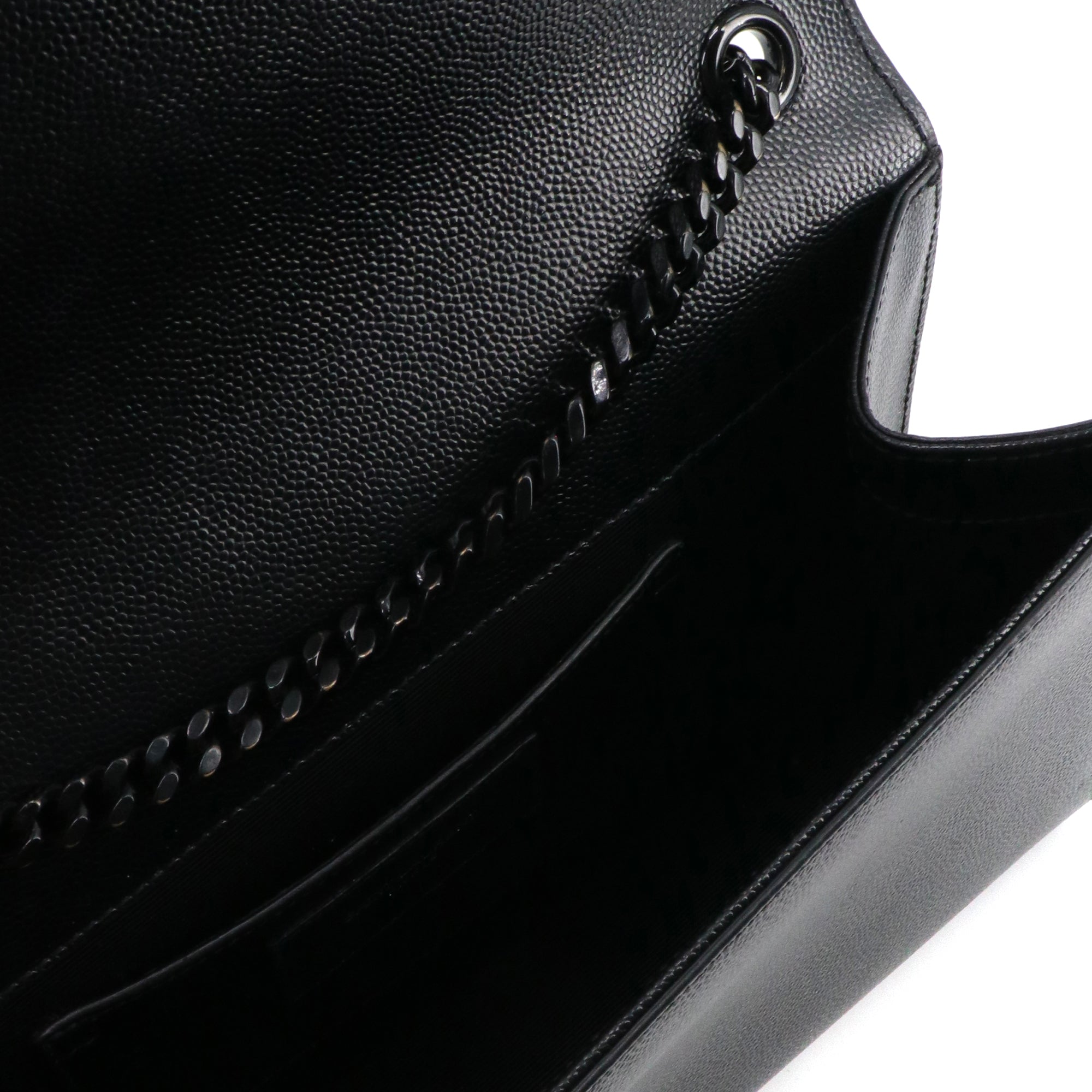 SAINT LAURENT - Sac à bandoulière Kate medium full black Saint Laurent en cuir grainé noir