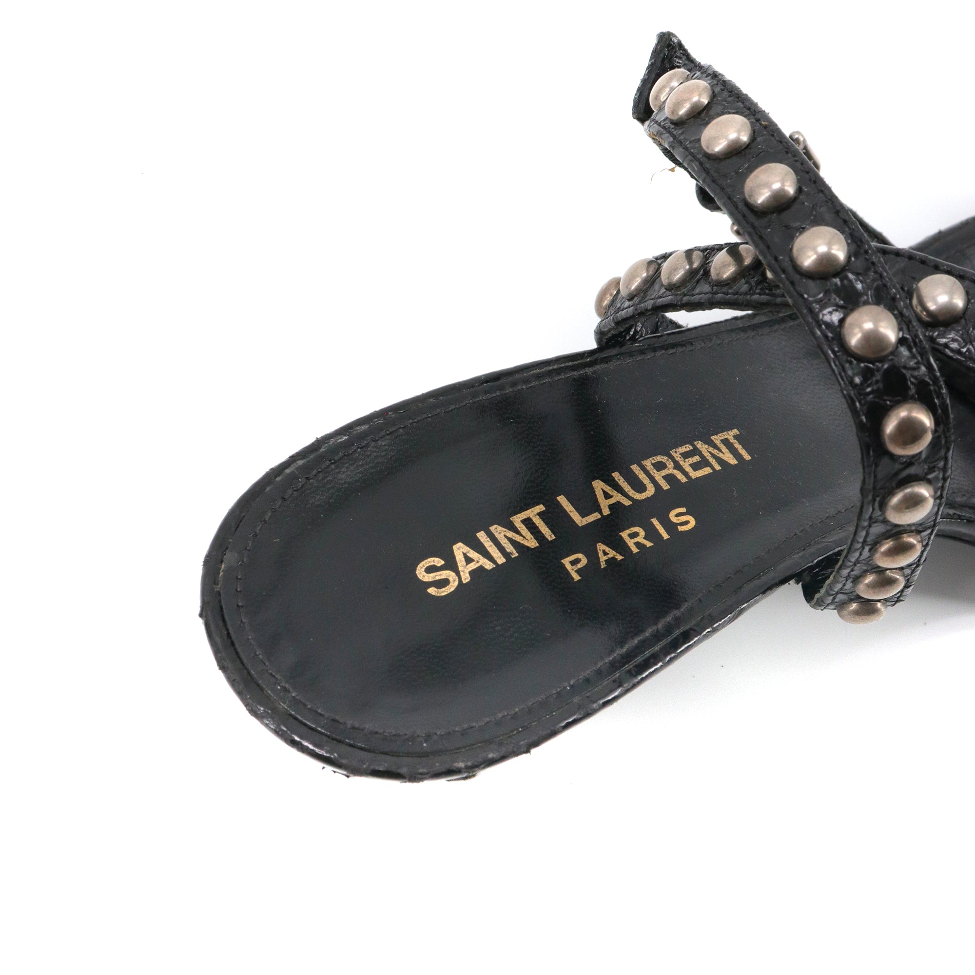 SAINT LAURENT - Sandales à talon Kiki Saint Laurent ornées de clous (T37)