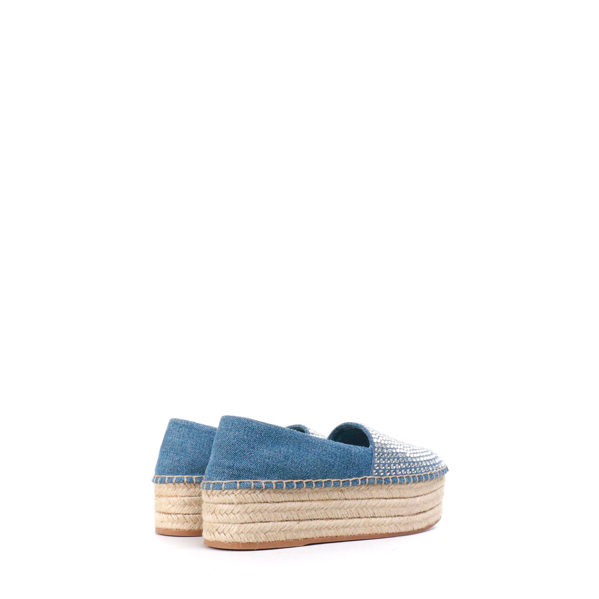 MIU MIU - Miu Miu wedge espadrilles in denim and rhinestones (T37.5)