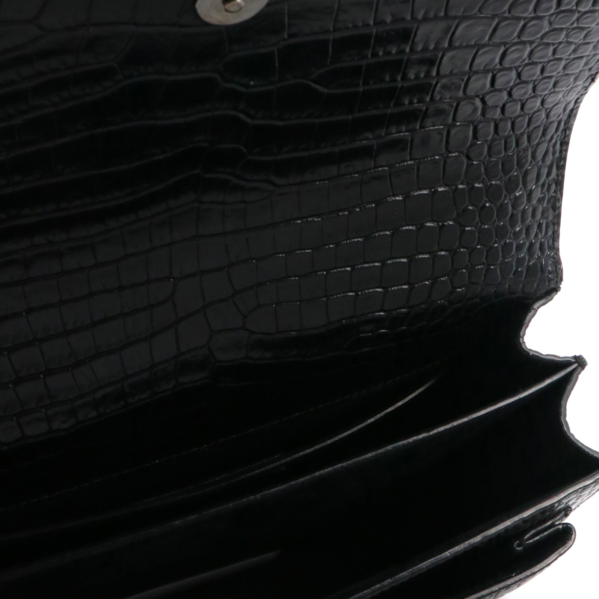 SAINT LAURENT - Sac à bandoulière Sunset medium full black Saint Laurent en cuir embossé croco