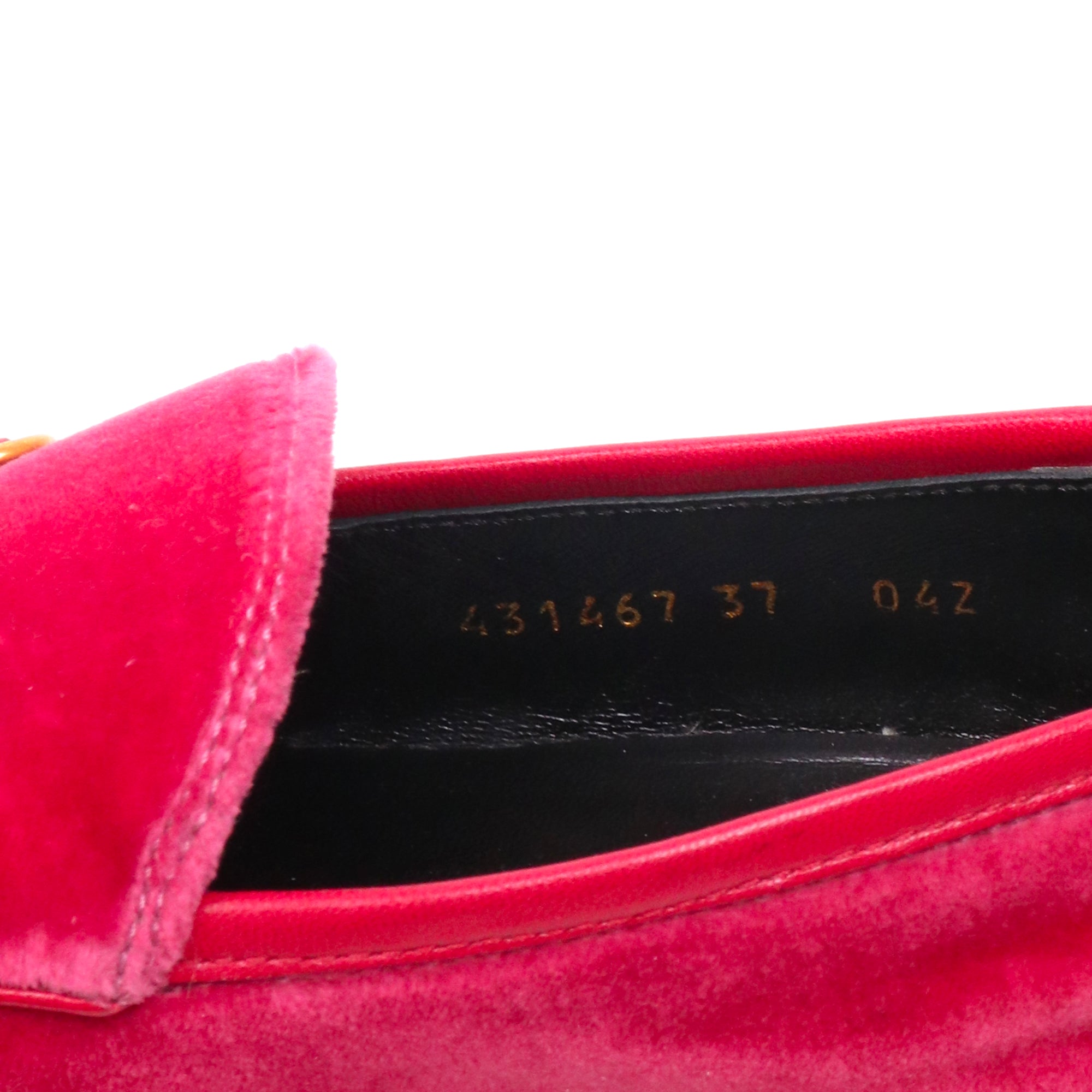 GUCCI - Mocassins Jordaan Gucci en velours fuchsia (T37)