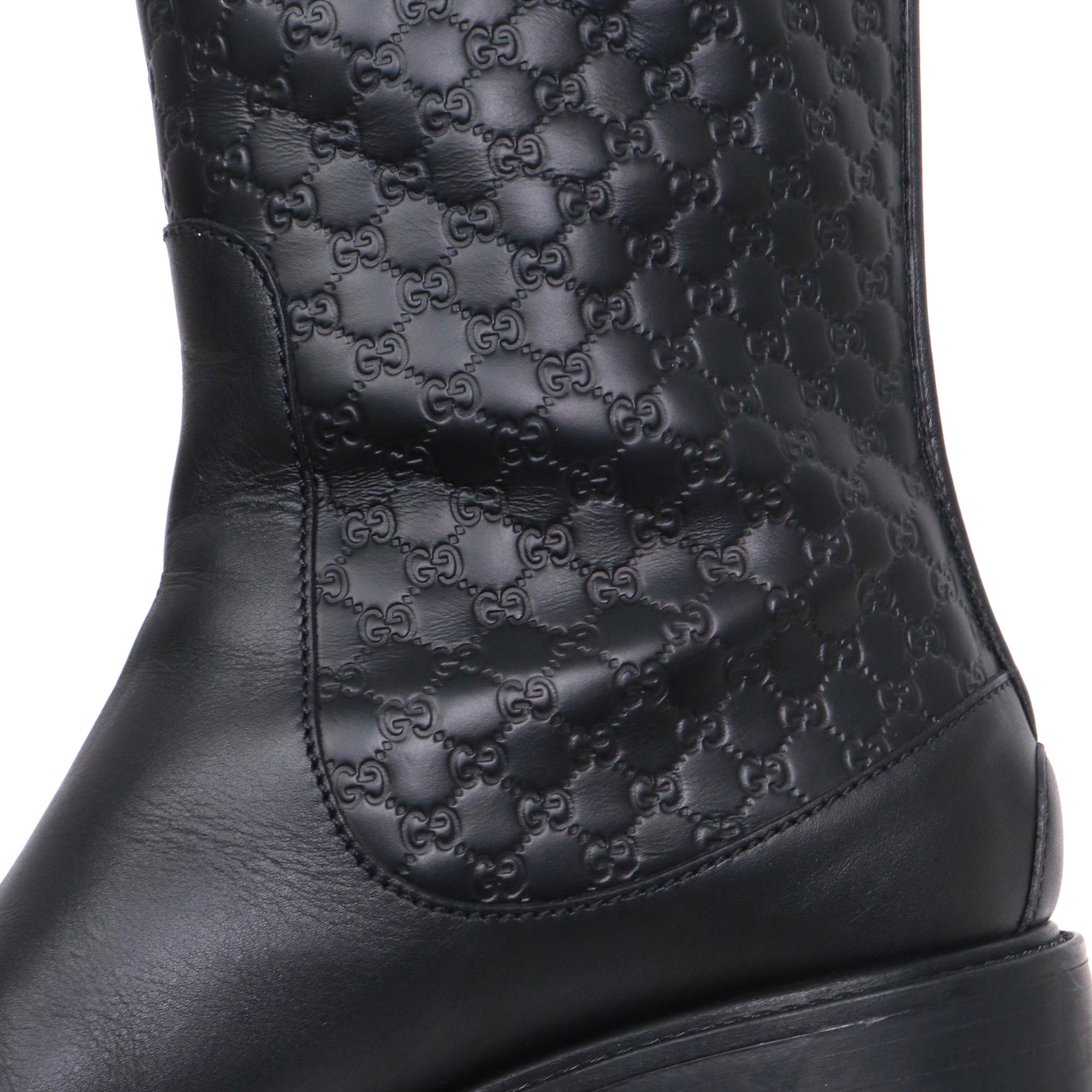GUCCI - Bottes GG Gucci en cuir monogrammé noir (T39)
