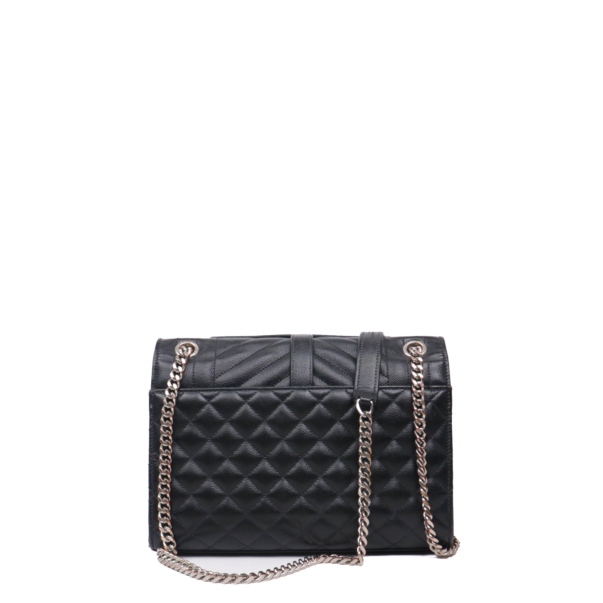 SAINT LAURENT - Sac à bandoulière Envelope Medium Saint Laurent en cuir matelassé grainé noir