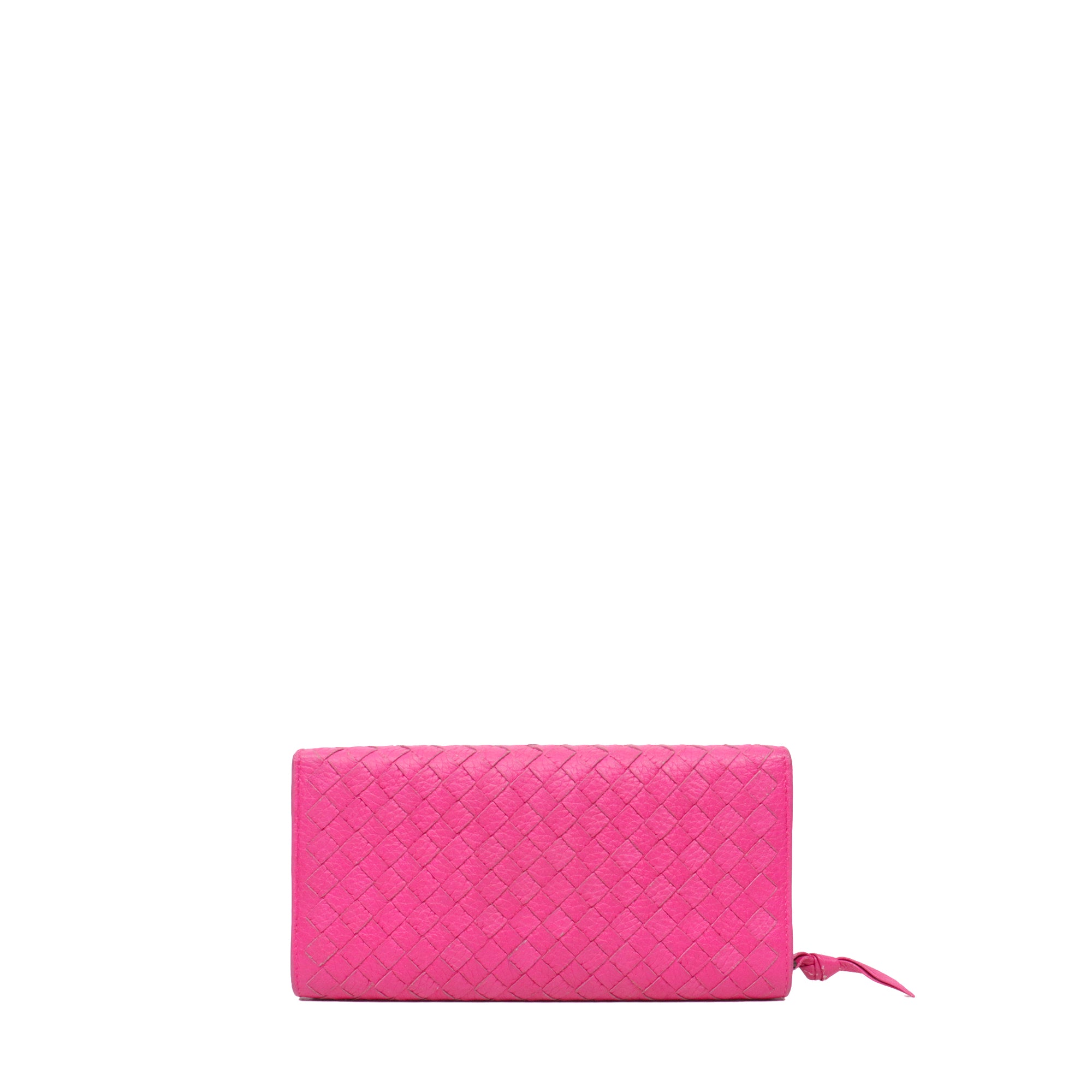 BOTTEGA VENETA - Portefeuille à rabat intrecciato Bottega Veneta en cuir rose
