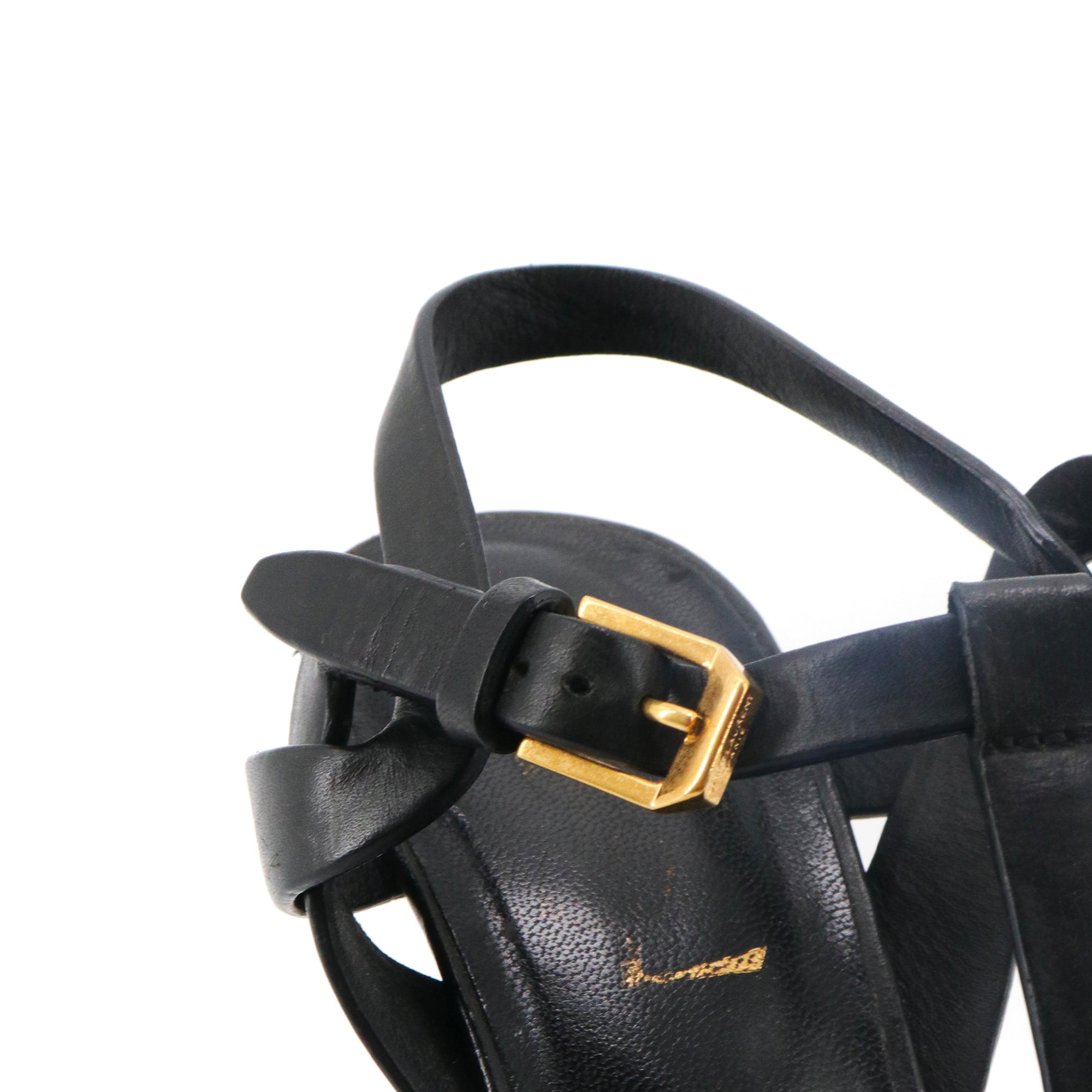 SAINT LAURENT - Sandales à plateforme Tribute Saint Laurent en cuir noir (T36.5)