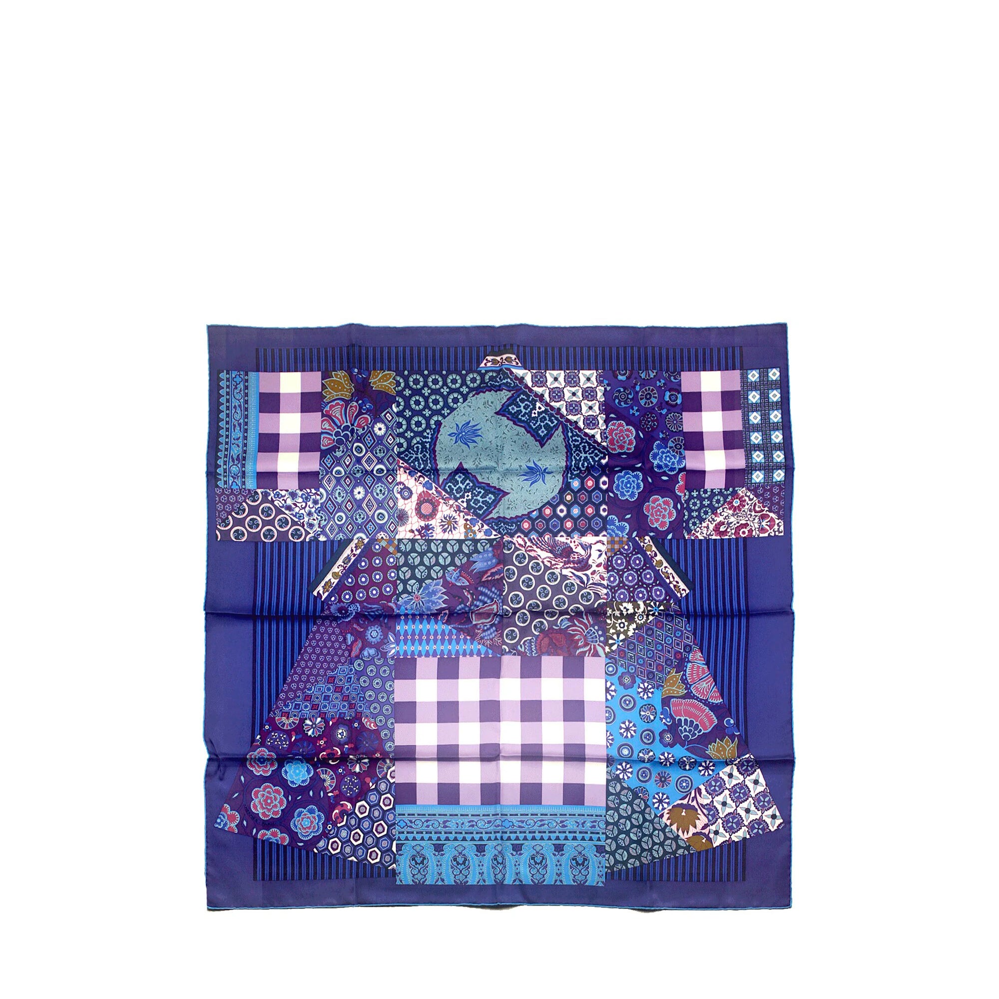 HERMÈS - Carré 90 L'art du Sarasa Hermès en soie bleue
