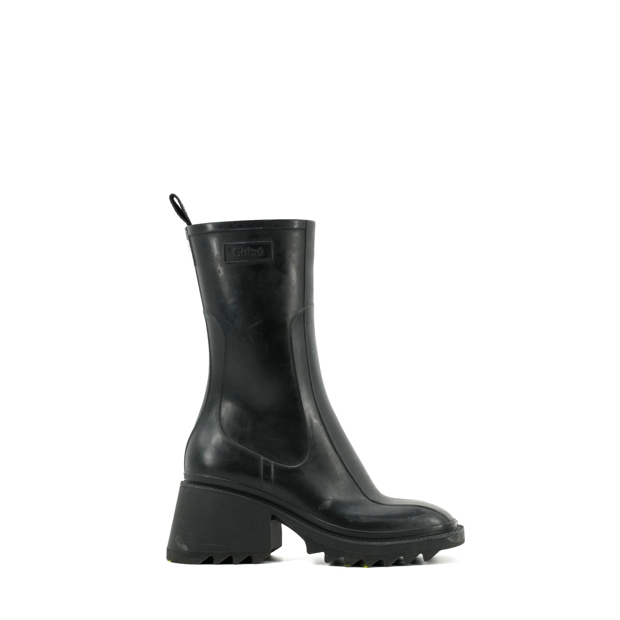 CHLOÉ - Bottines Betty Chloé en caoutchouc noir (T36)