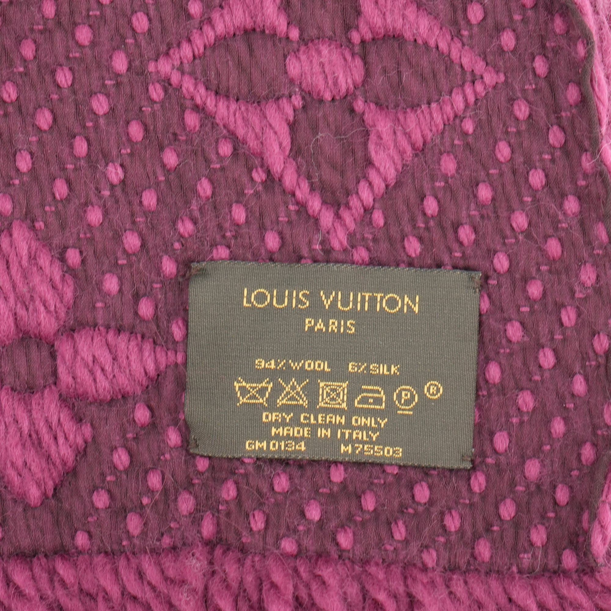 LOUIS VUITTON - Écharpe Logomania Louis Vuitton en laine pourpre