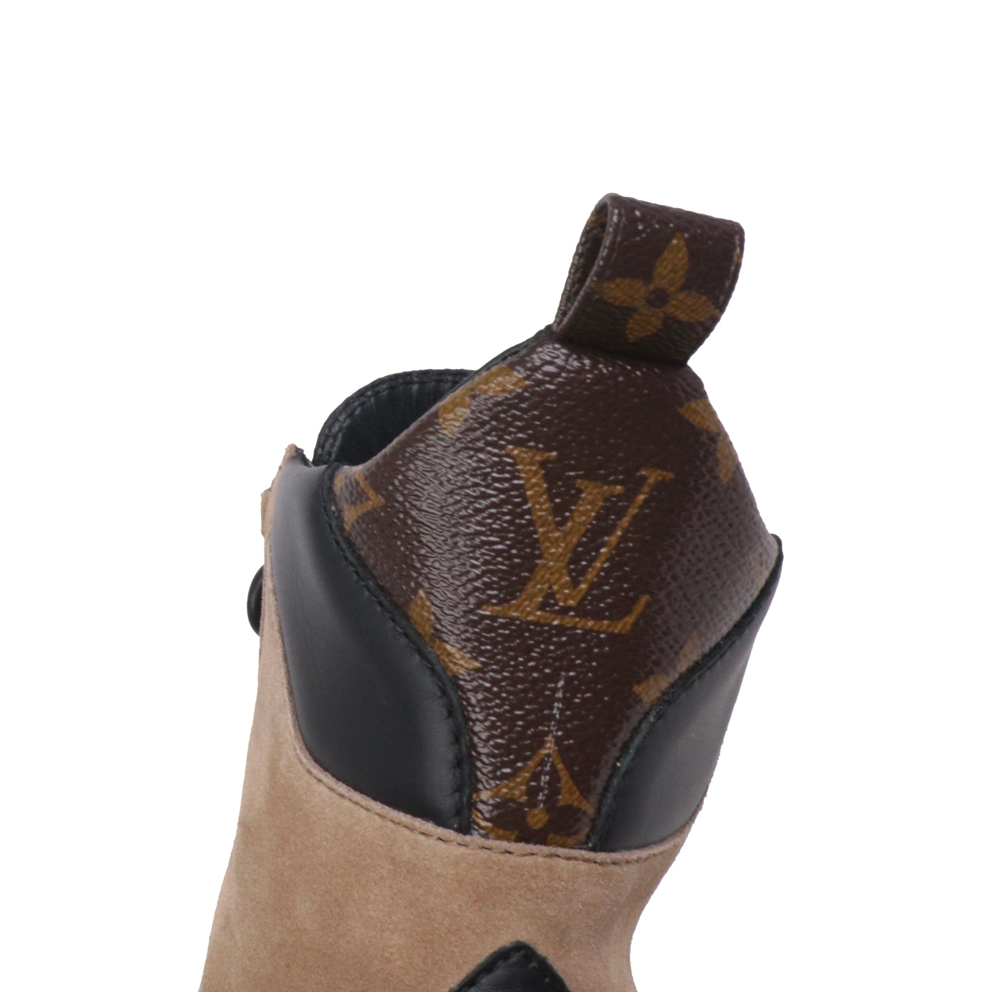 LOUIS VUITTON - Boots Desert Lauréate Louis Vuitton en cuir velours et toile monogrammée  (T37)