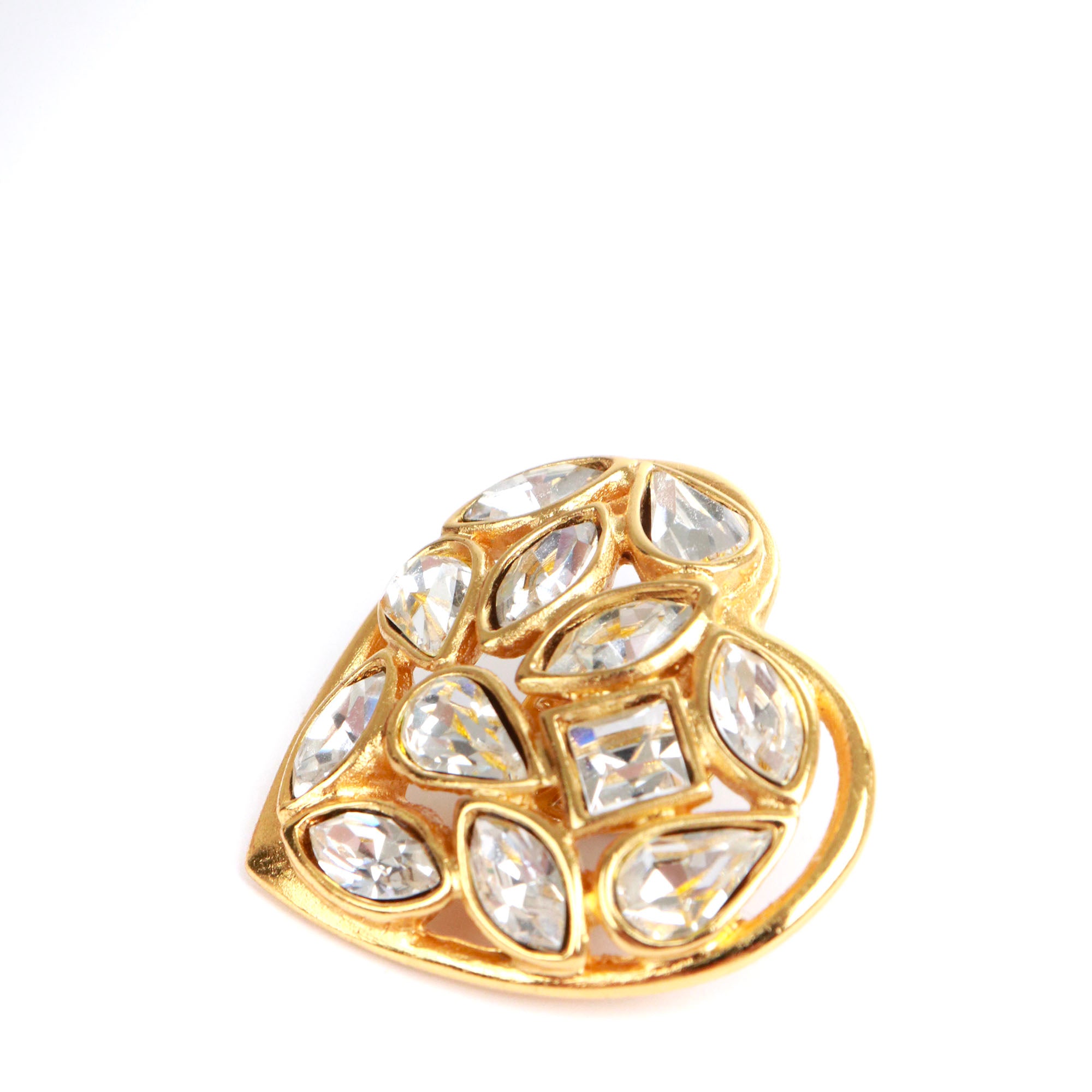 SAINT LAURENT - Broche Coeur à strass Yves Saint Laurent vintage