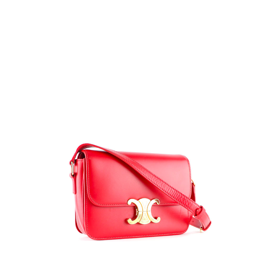 CELINE - Sac à bandoulière Triomphe teen en cuir rouge