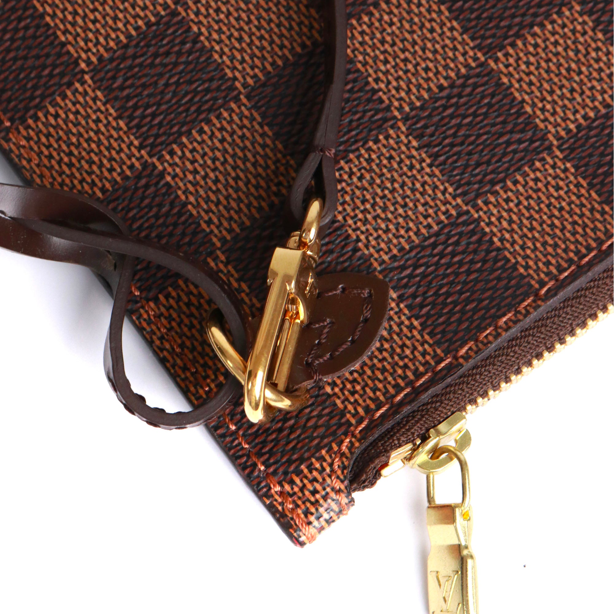 LOUIS VUITTON - Pochette Neverfull Louis Vuitton en toile enduite damier ébène