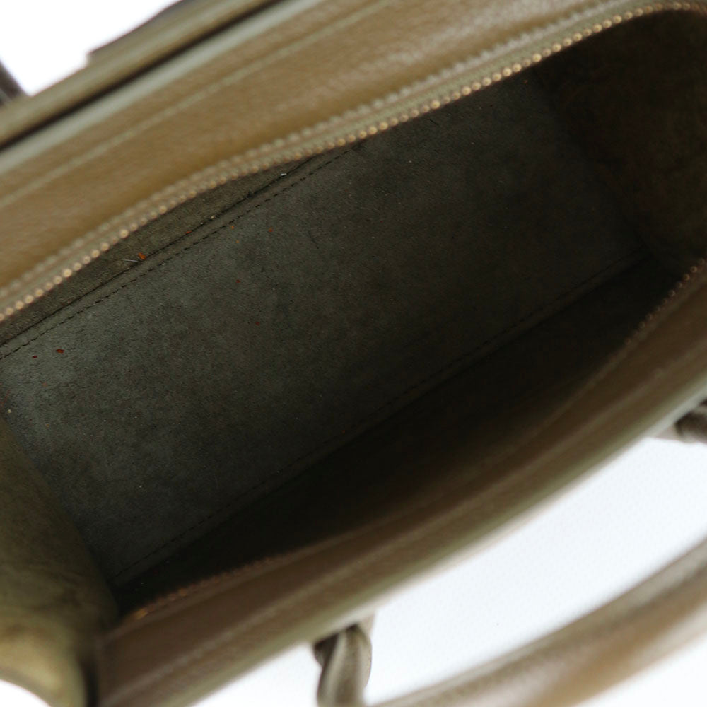 CELINE - Sac à bandoulière Luggage nano en cuir grainé vert