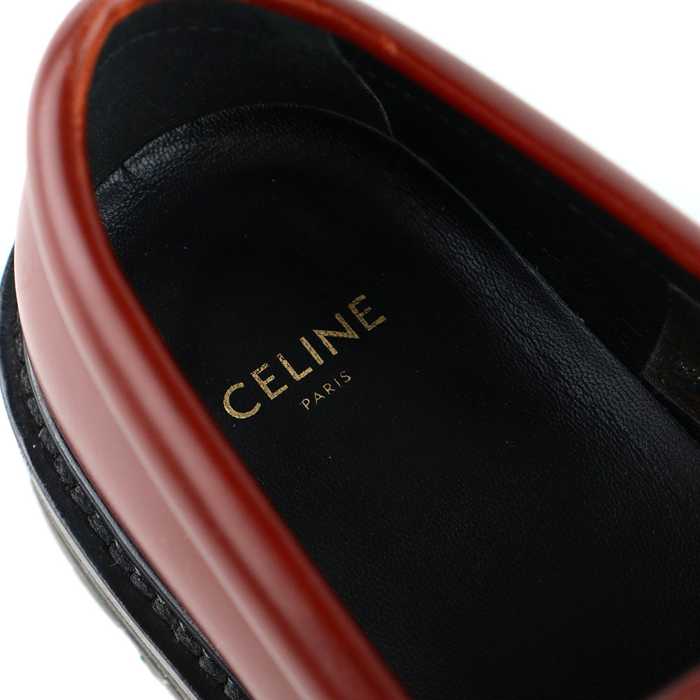 CELINE - Mocassins Margaret avec pompons Triomphe en cuir bordeaux (T37)