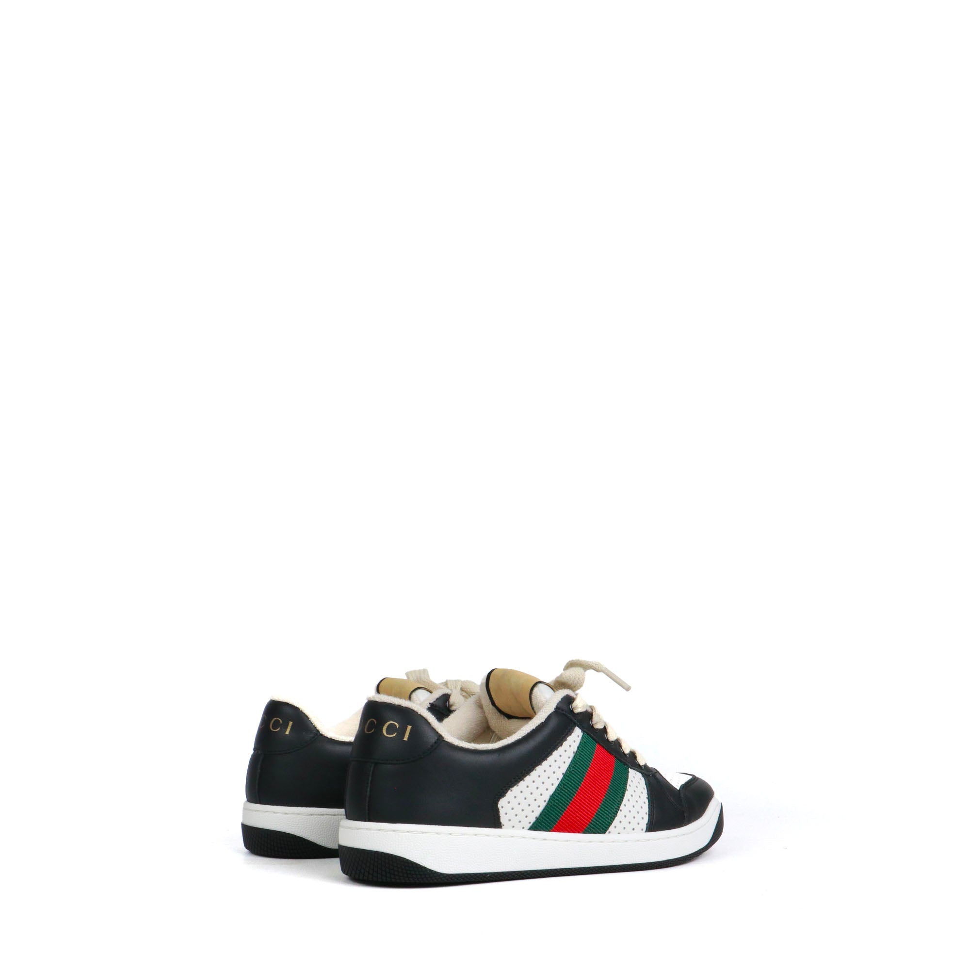 GUCCI - Sneakers Screener Gucci à lacets en cuir noir (T35,5)