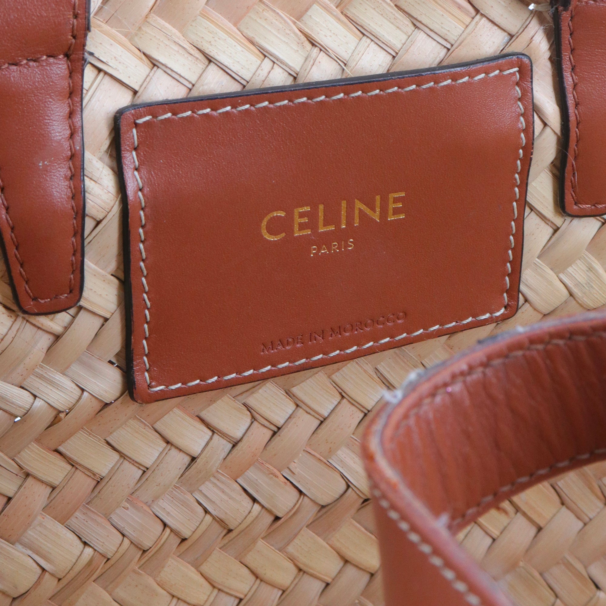 CELINE - Panier Triomphe teen Celine en paille et cuir tan