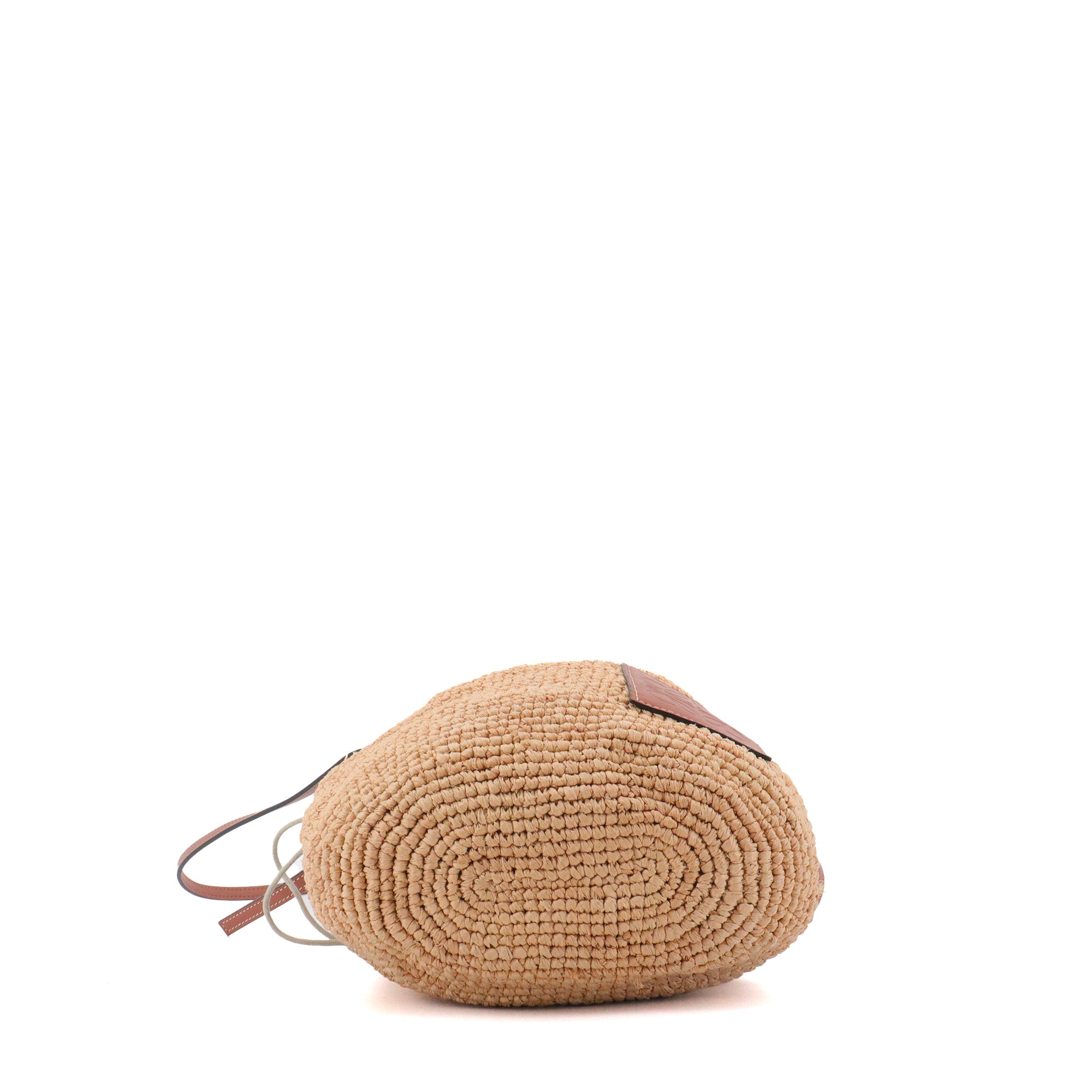 LOEWE - Sac à bandoulière Pochette Loewe en raphia et cuir marron