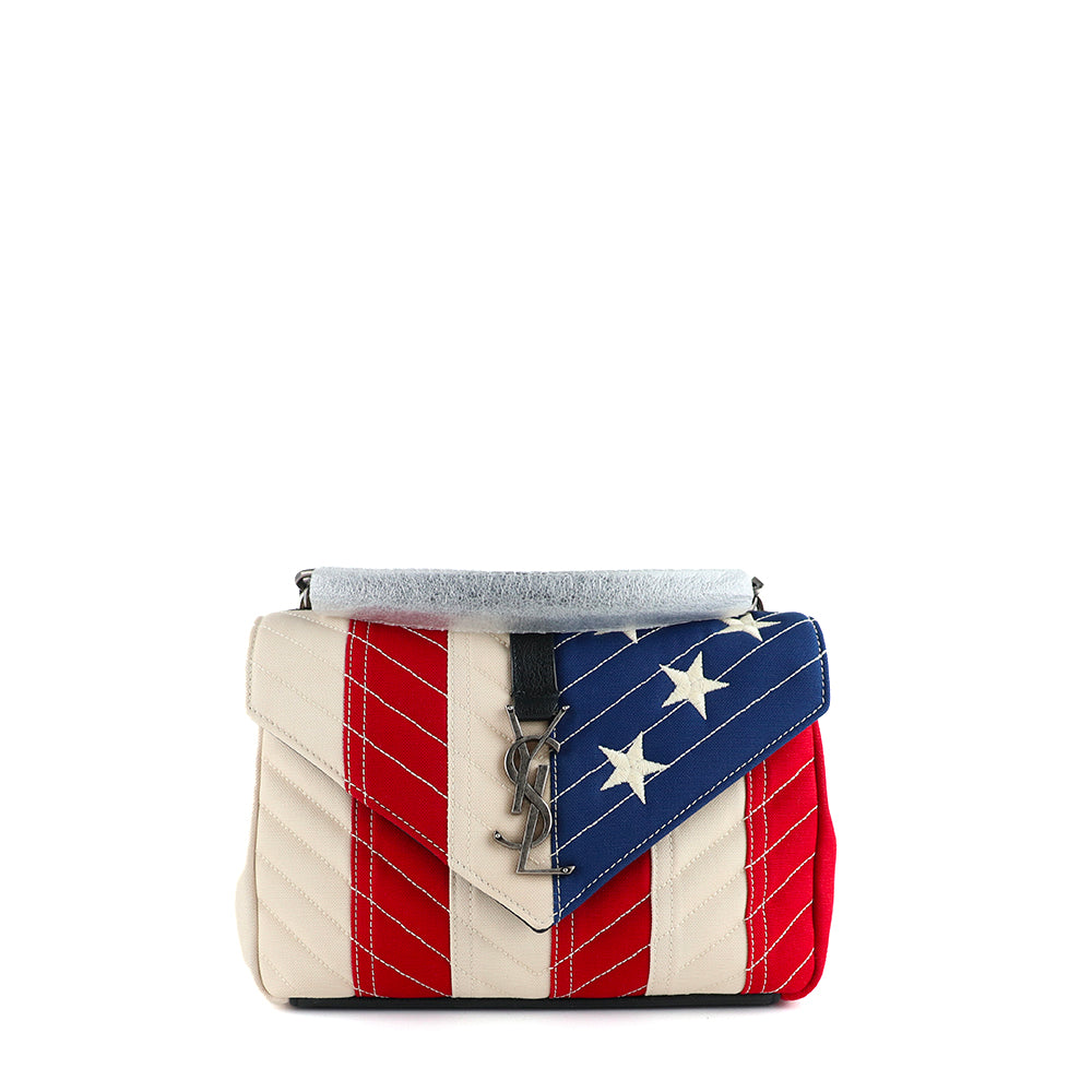 SAINT LAURENT - Sac à épaule Collège small en toile USA