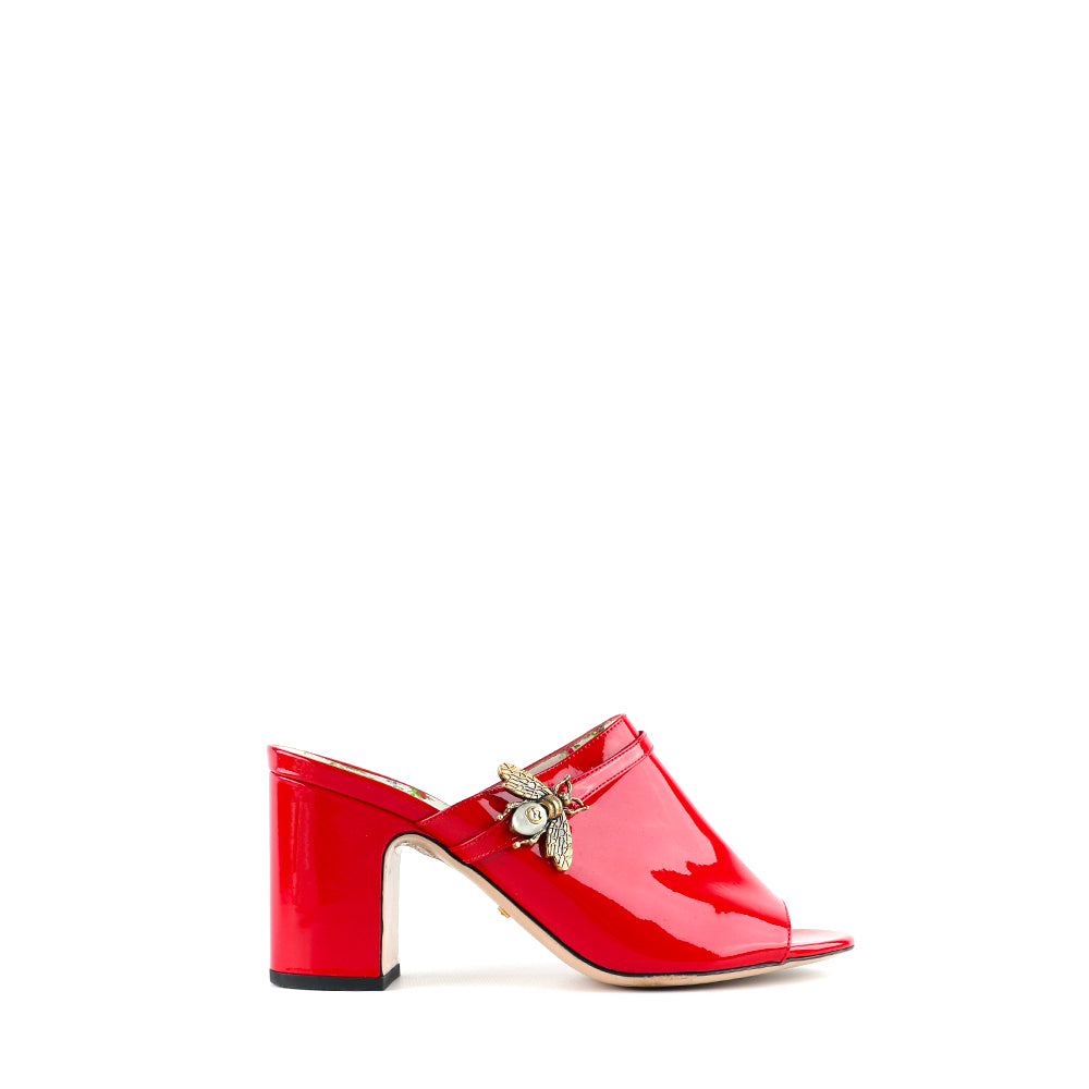 GUCCI - Sandales à talon en cuir verni rouge (T39)