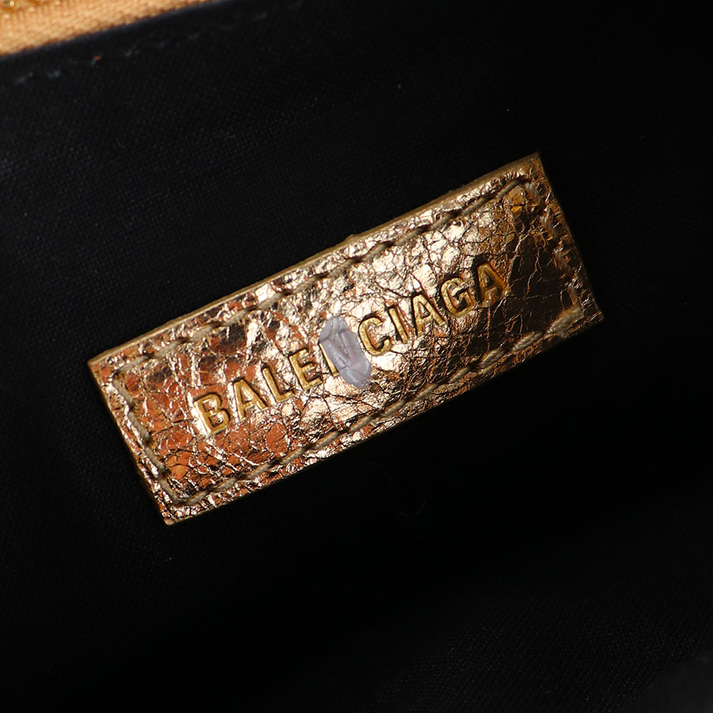 BALENCIAGA - Cagole XS rhinestone shoulder bag in gold leather