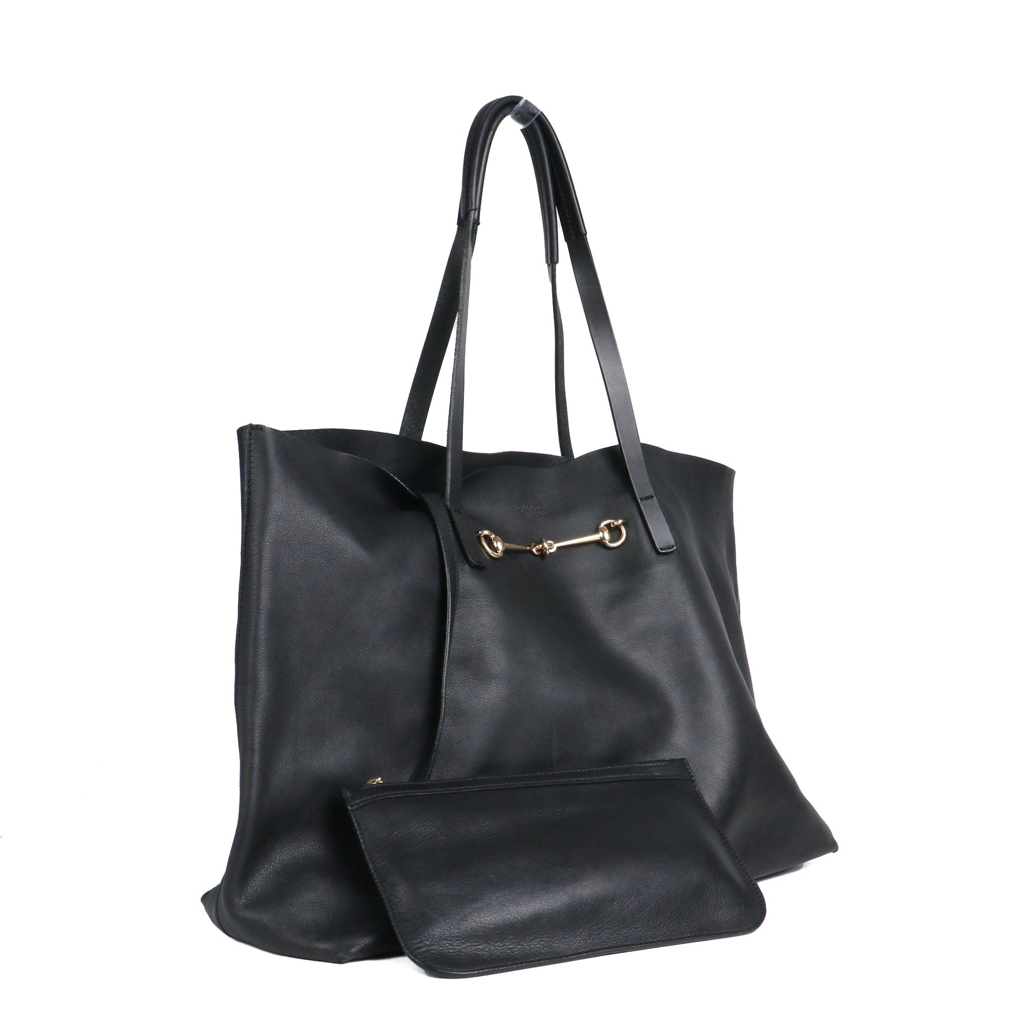 GUCCI - Sac cabas Mors Gucci en cuir lisse noir vintage