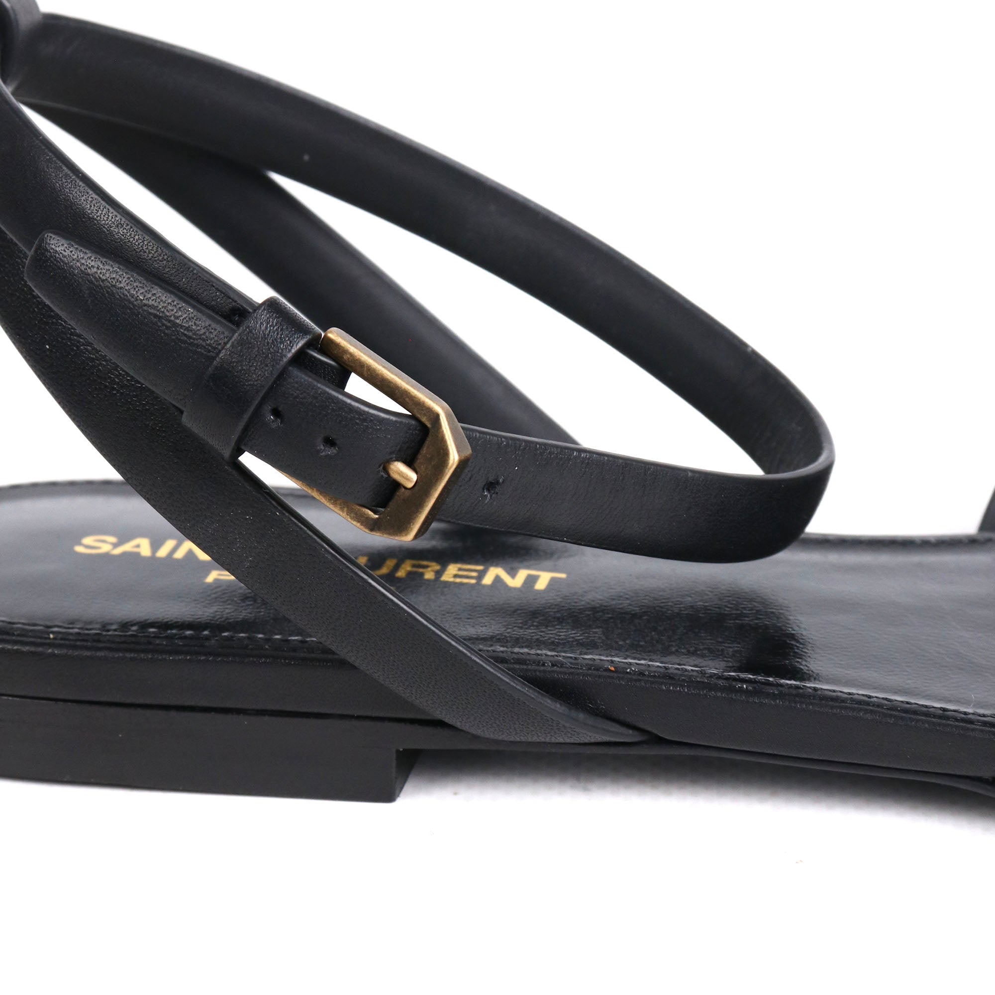 SAINT LAURENT - Sandales Tribute Saint Laurent en cuir noir (T39)