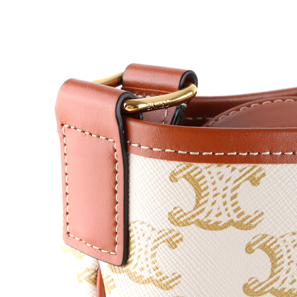 CELINE - Sac à bandoulière Sceau Petit Modèle en toile enduite Triomphe et cuir