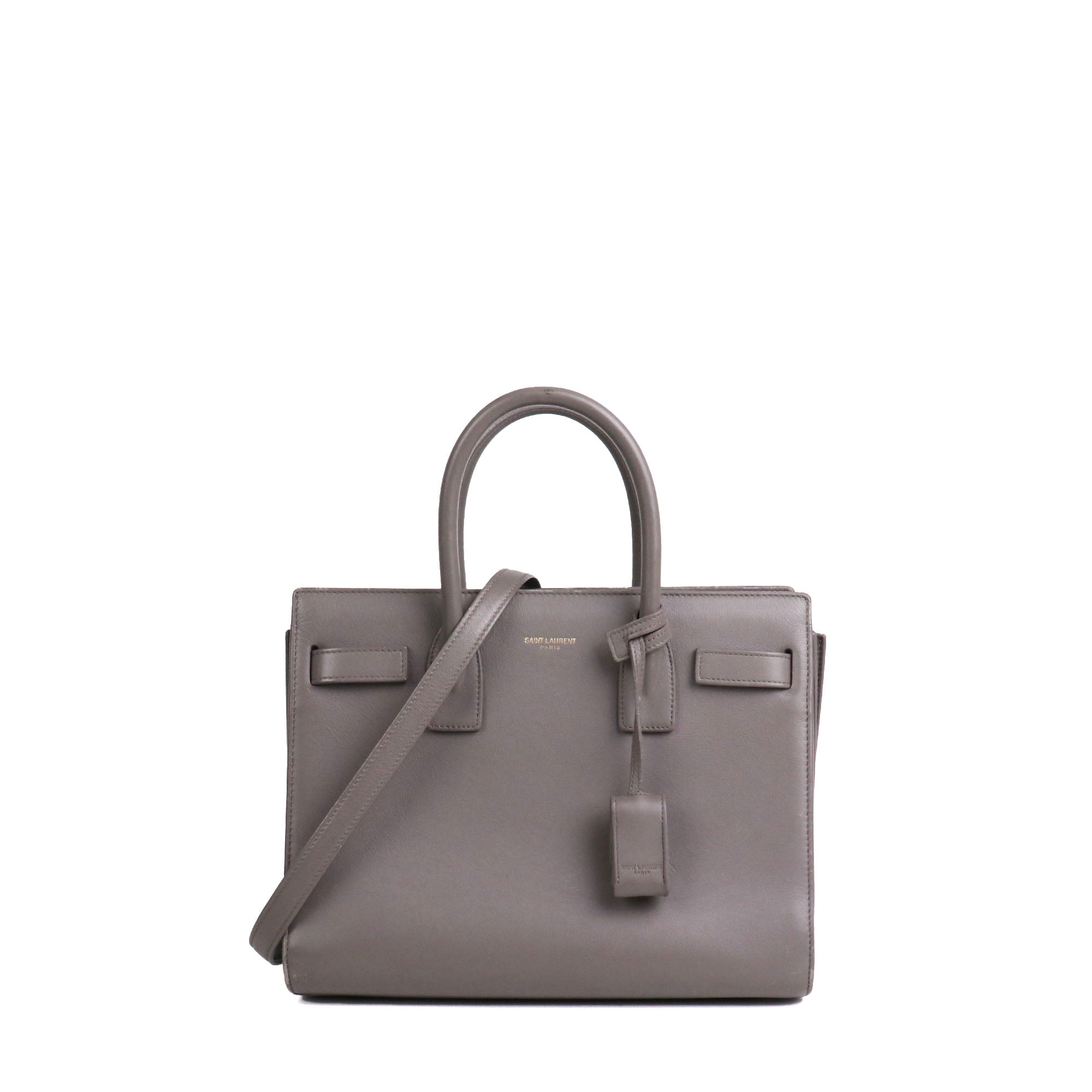 SAINT LAURENT - Sac de Jour Baby Saint Laurent en cuir lisse gris