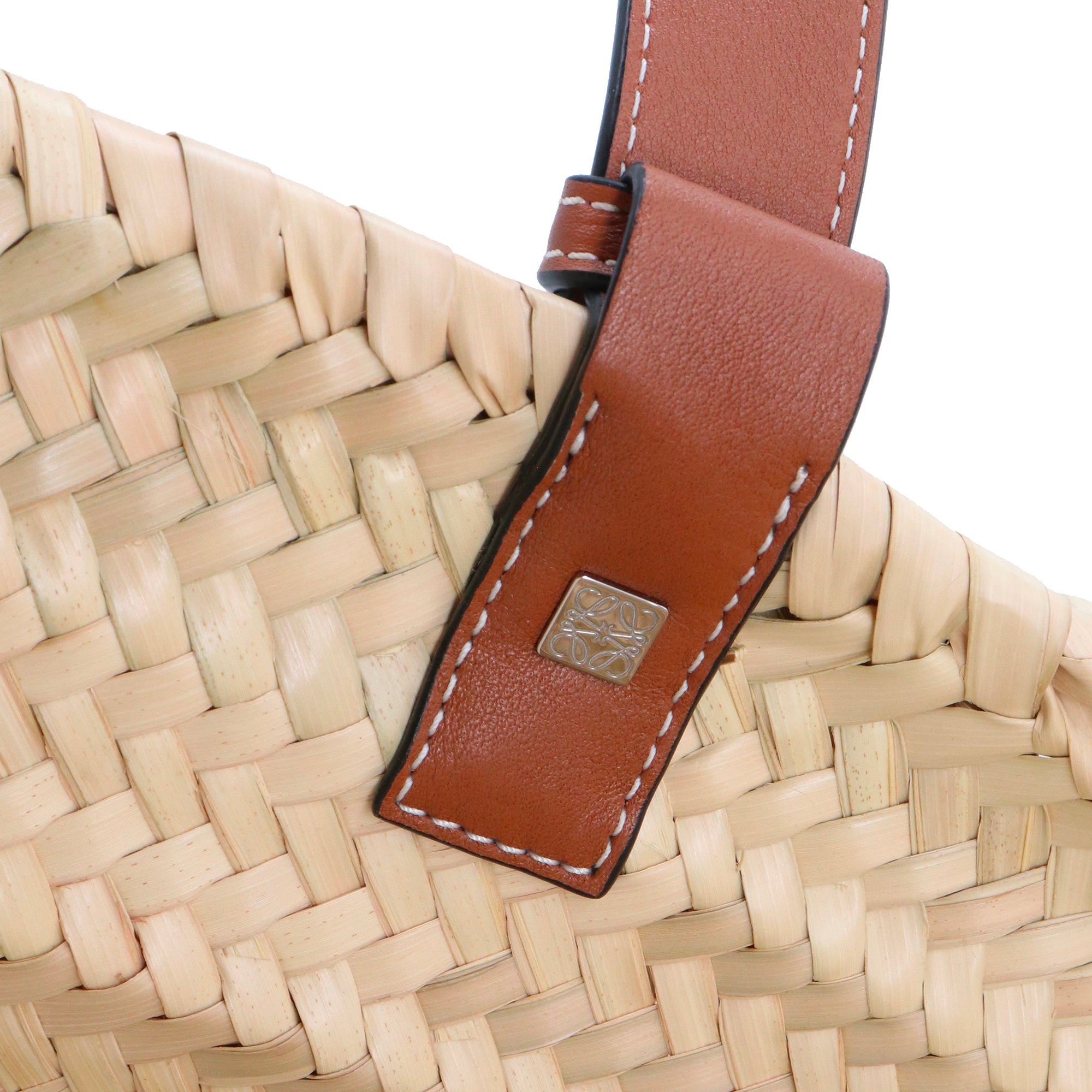 LOEWE - Grand Panier à main Loewe en raphia et cuir marron