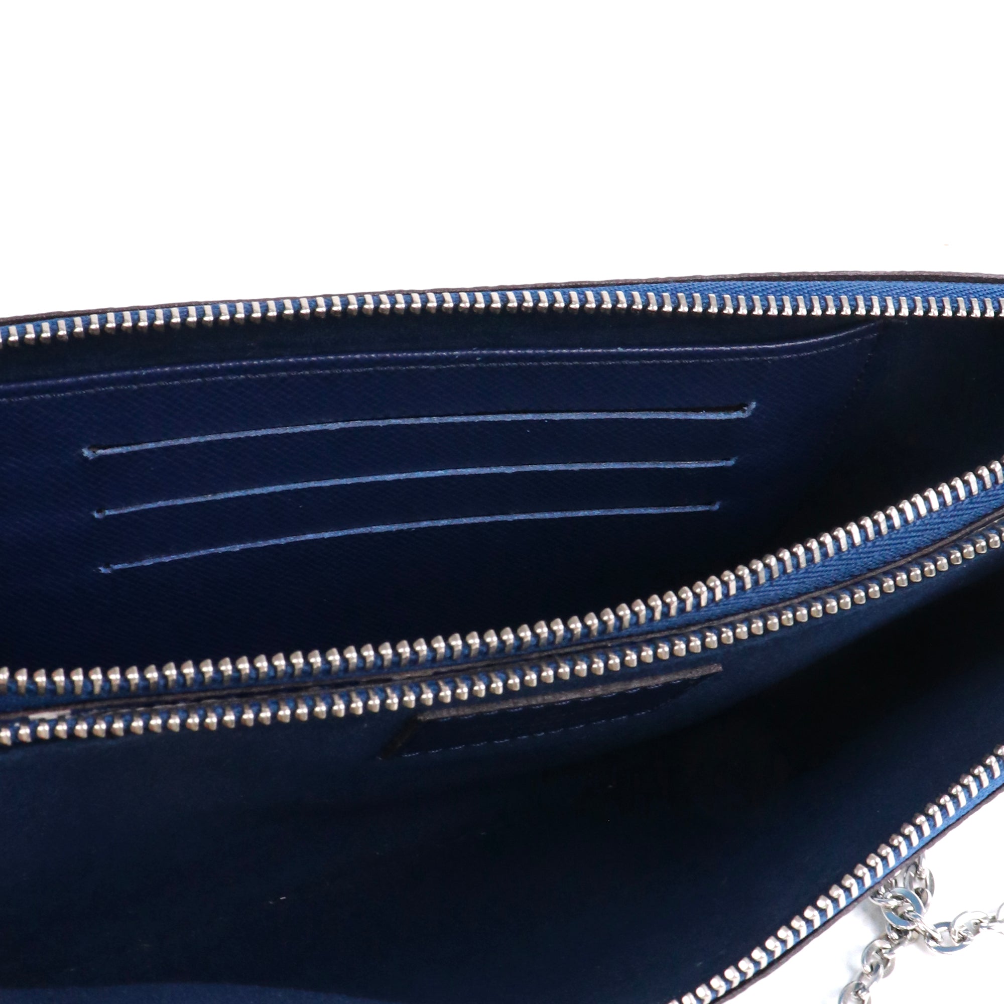 LOUIS VUITTON - Pochette Double Zip Louis Vuitton en toile enduite Escale bleue
