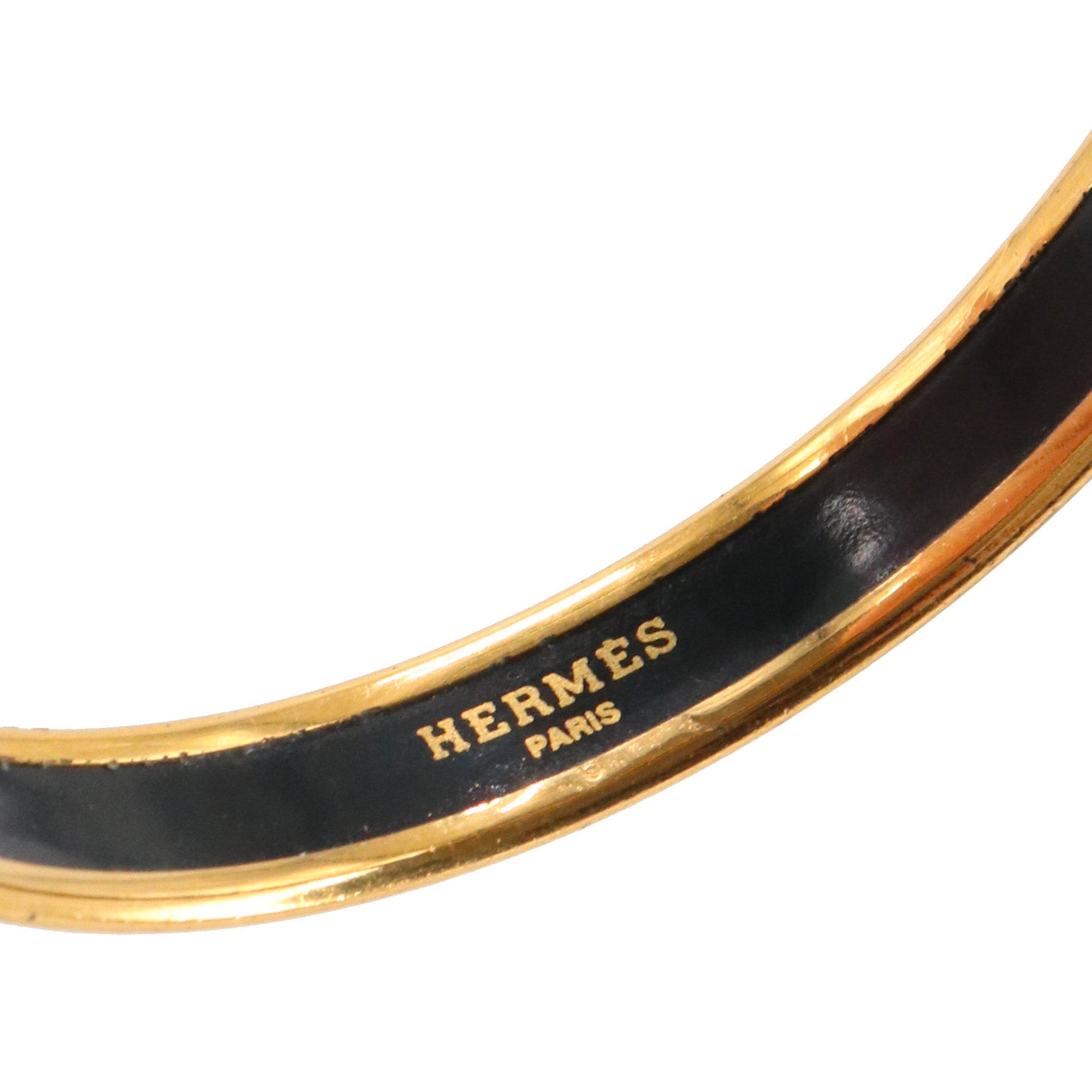 HERMÈS - Bracelet Jonc Hermès en métal doré et émail (T1)