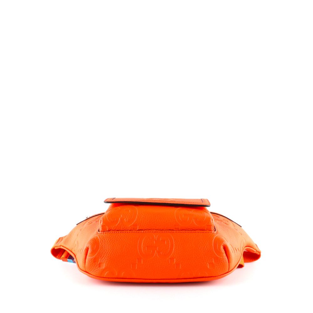 GUCCI - Sac banane en cuir grainé GG orange