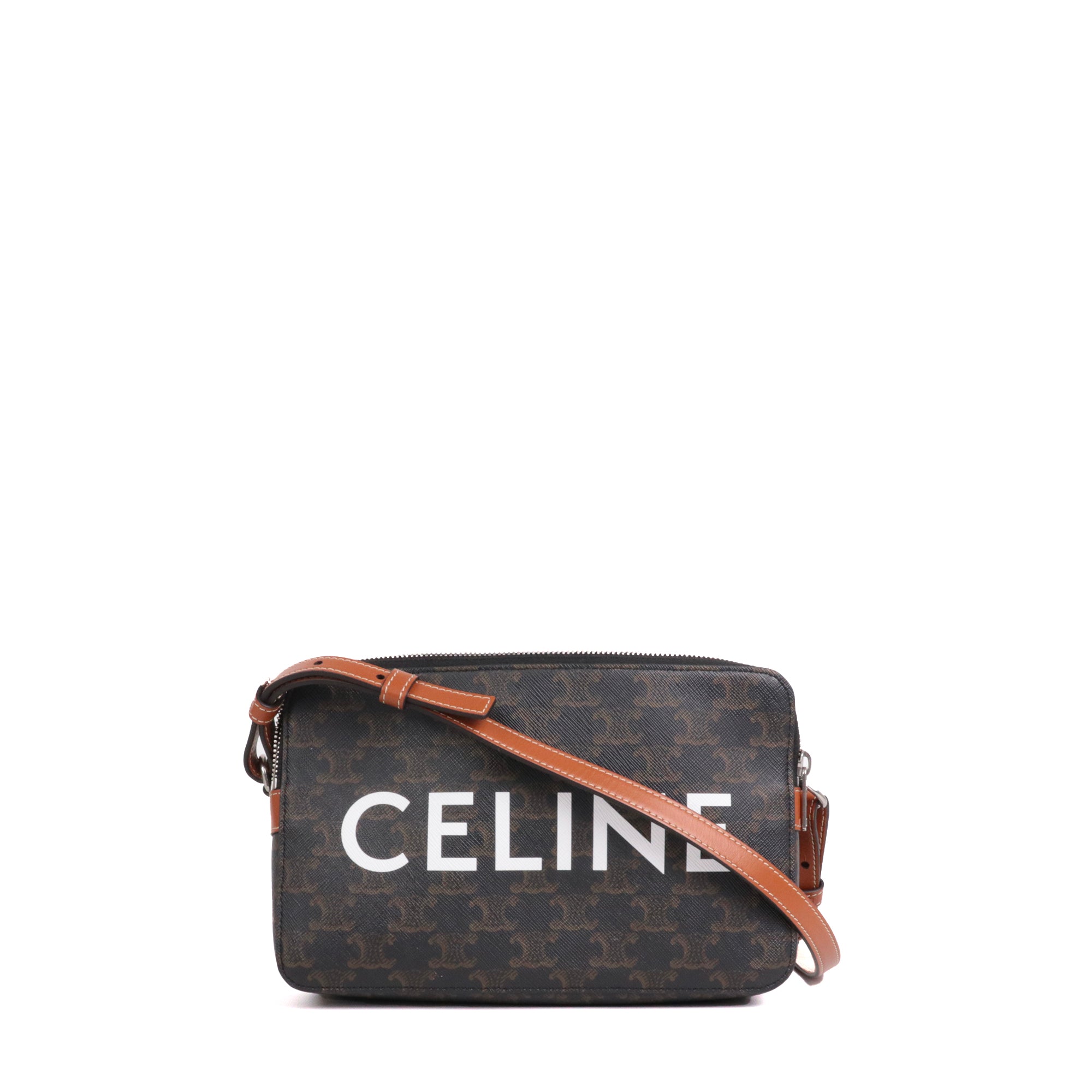 CELINE - Sac à bandoulière Messenger Double Zip Celine en cuir et toile enduite