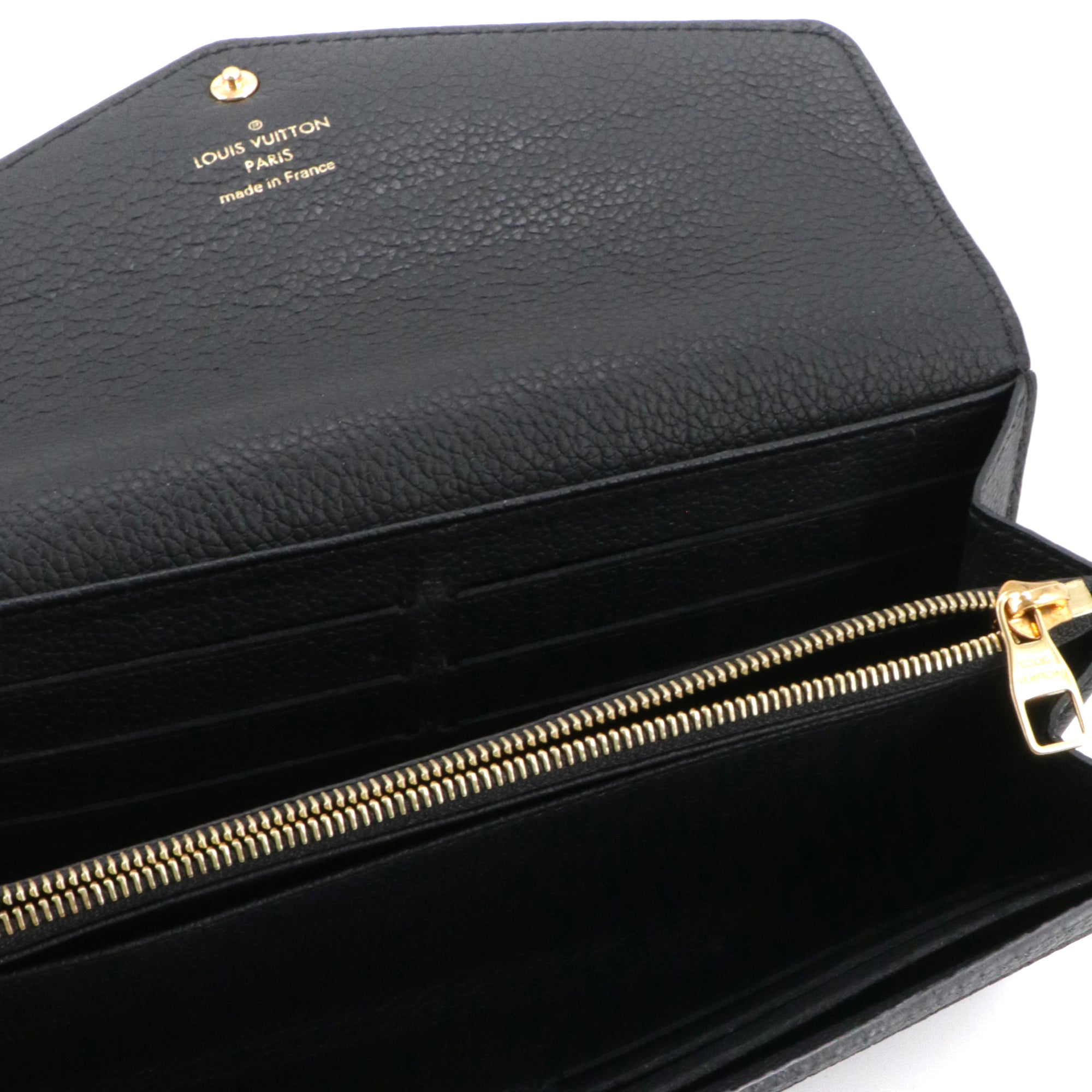 LOUIS VUITTON - Portefeuille Sarah Louis Vuitton en cuir Monogram Empreinte noir