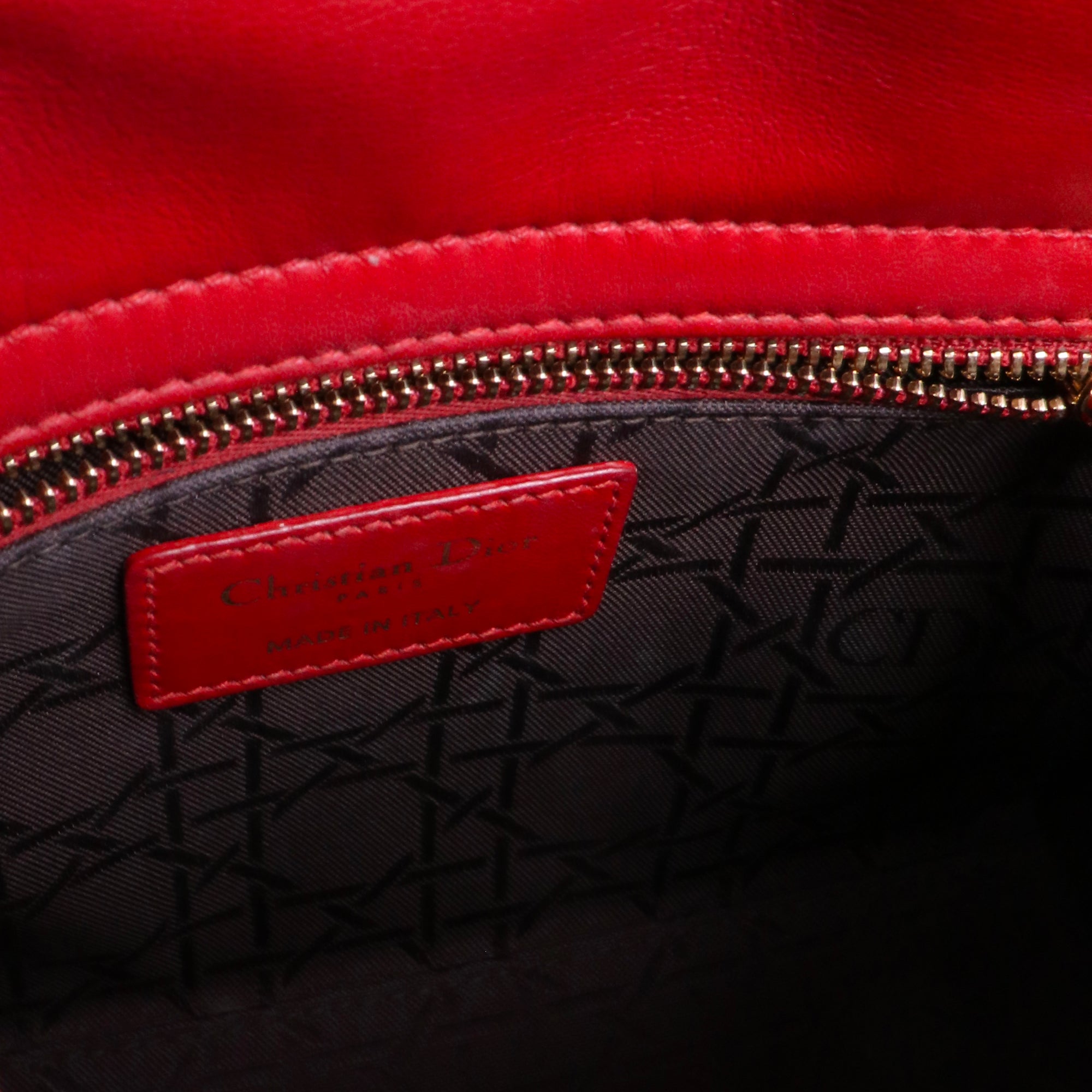 DIOR - Sac à main My Lady Dior small en cuir lisse rouge