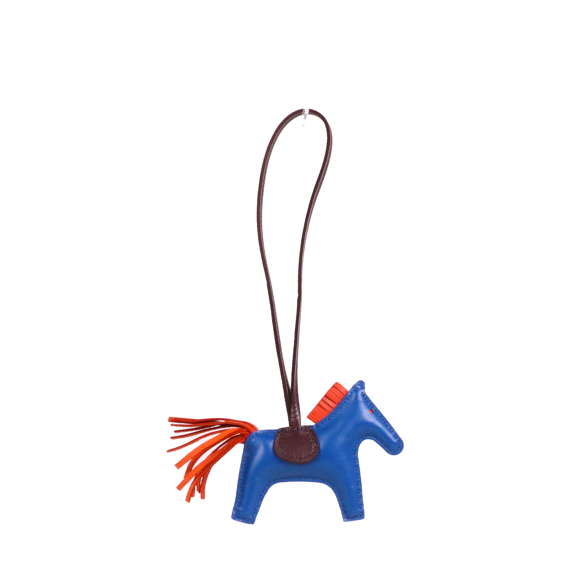 HERMÈS - Bijoux de sac Rodéo PM Hermès en cuir bleu