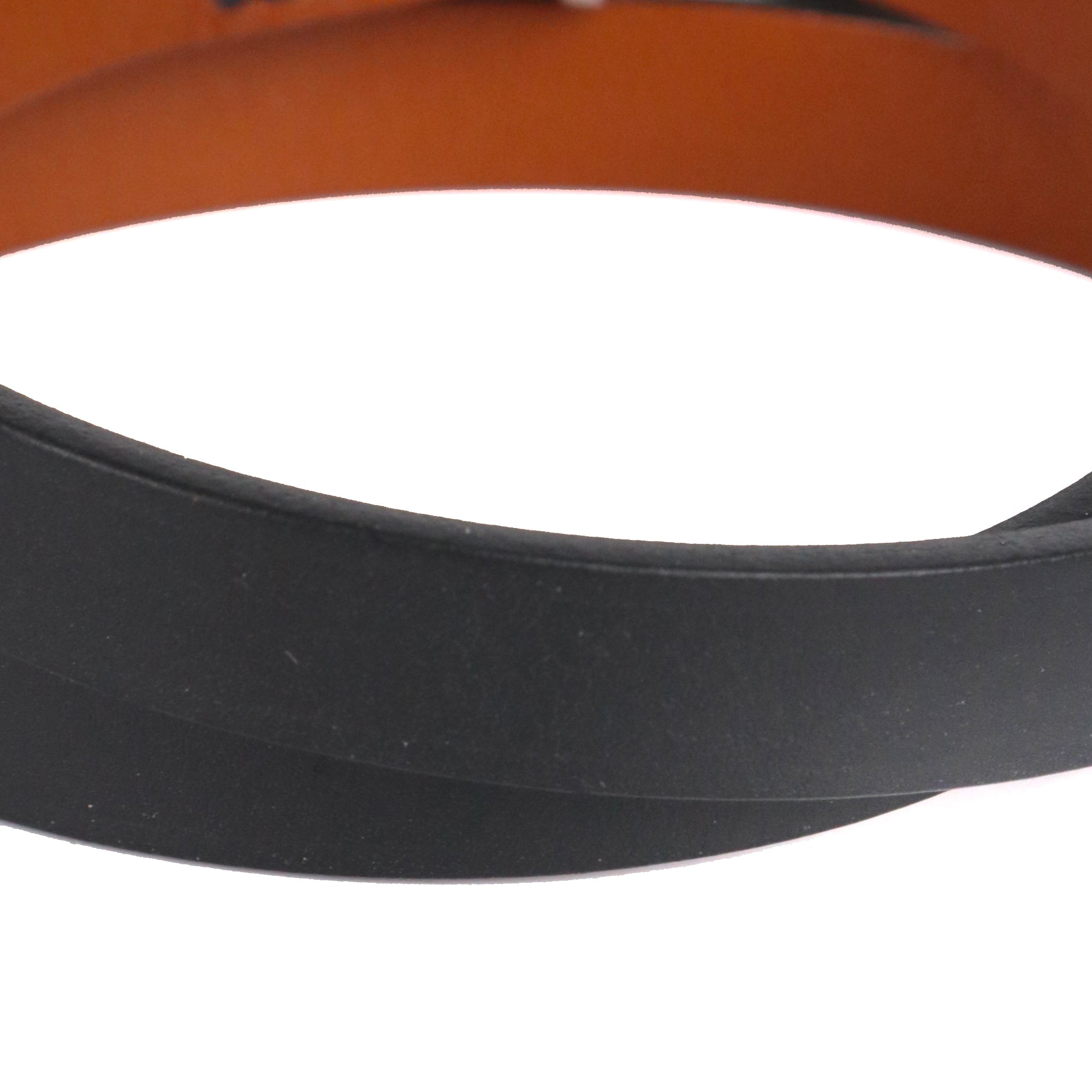 HERMÈS - Bracelet Behapi Double Tour réversible Hermès en cuir noir et fauve (T3)