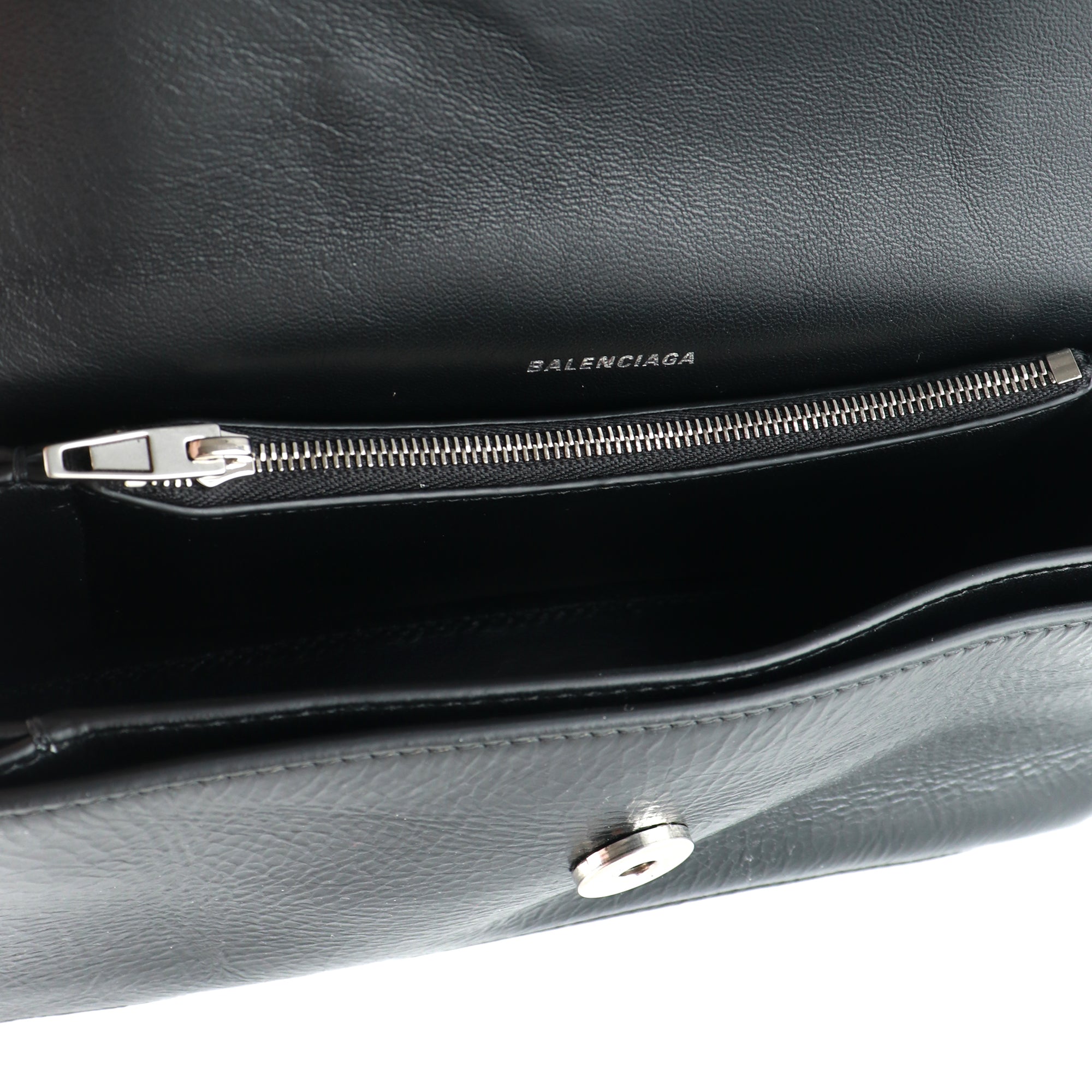 BALENCIAGA - Sac porté épaule Crush small en cuir noir