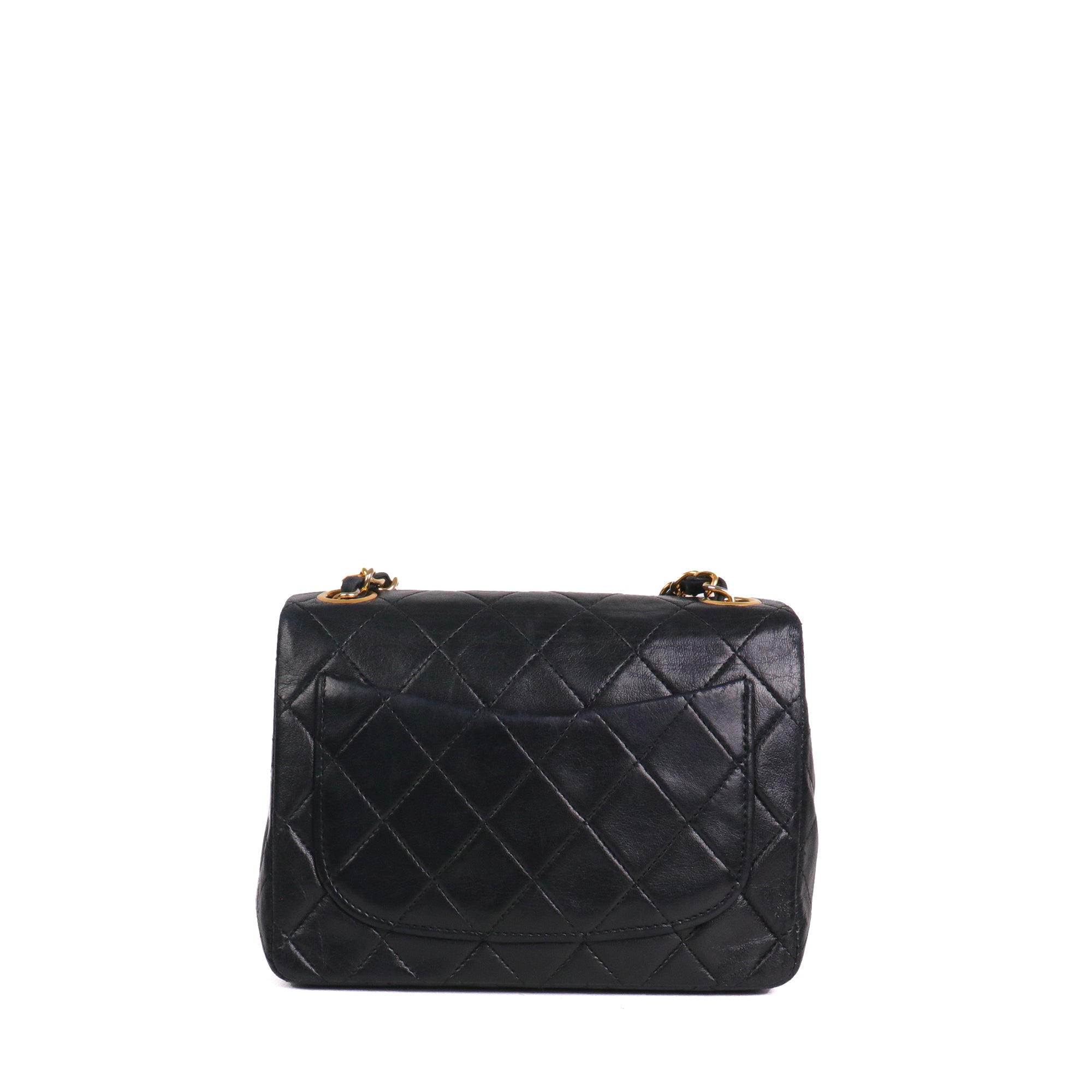 CHANEL - Sac à bandoulière Classique/Timeless Mini Square Chanel en cuir noir vintage