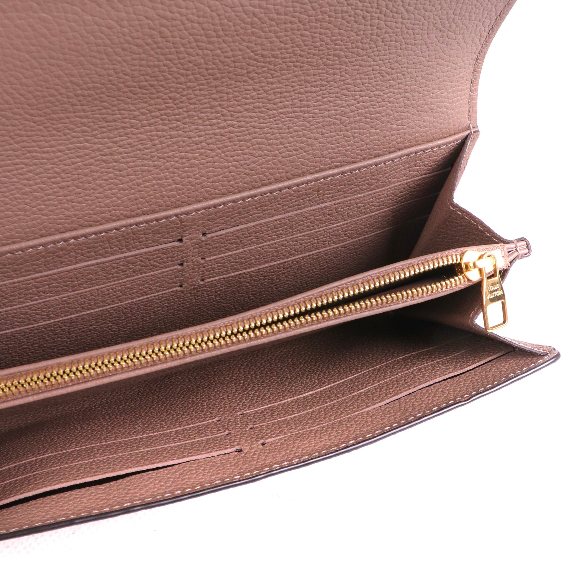 LOUIS VUITTON - Portefeuille Sarah Louis Vuitton en cuir Monogram Empreinte taupe