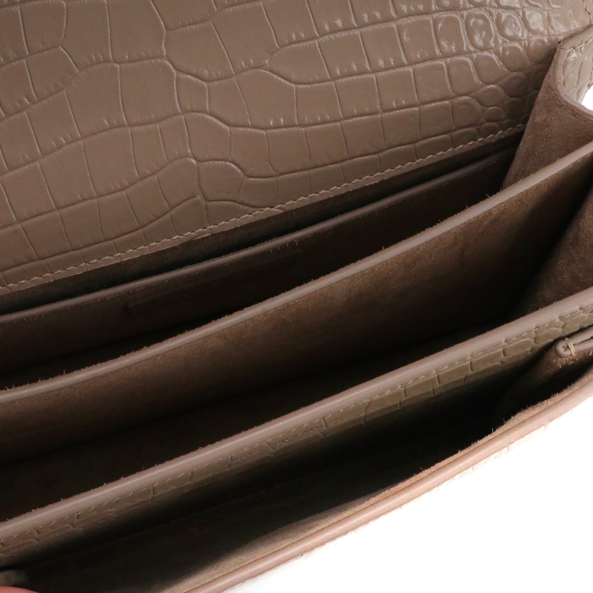 SAINT LAURENT - Sac à bandoulière Sunset Medium Saint Laurent en cuir embossé croco marron