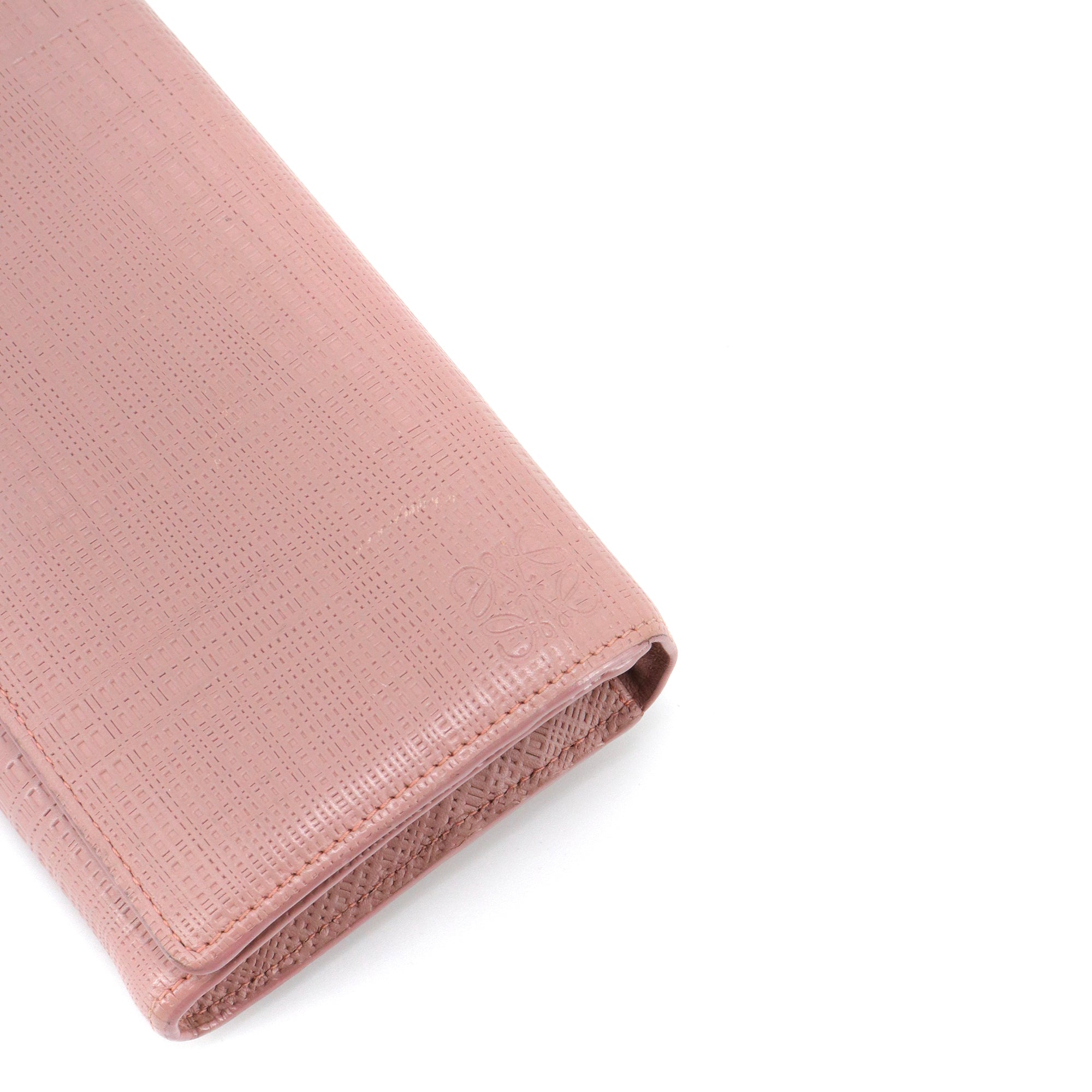 LOEWE - Portefeuille Continental Loewe en cuir rose ancien