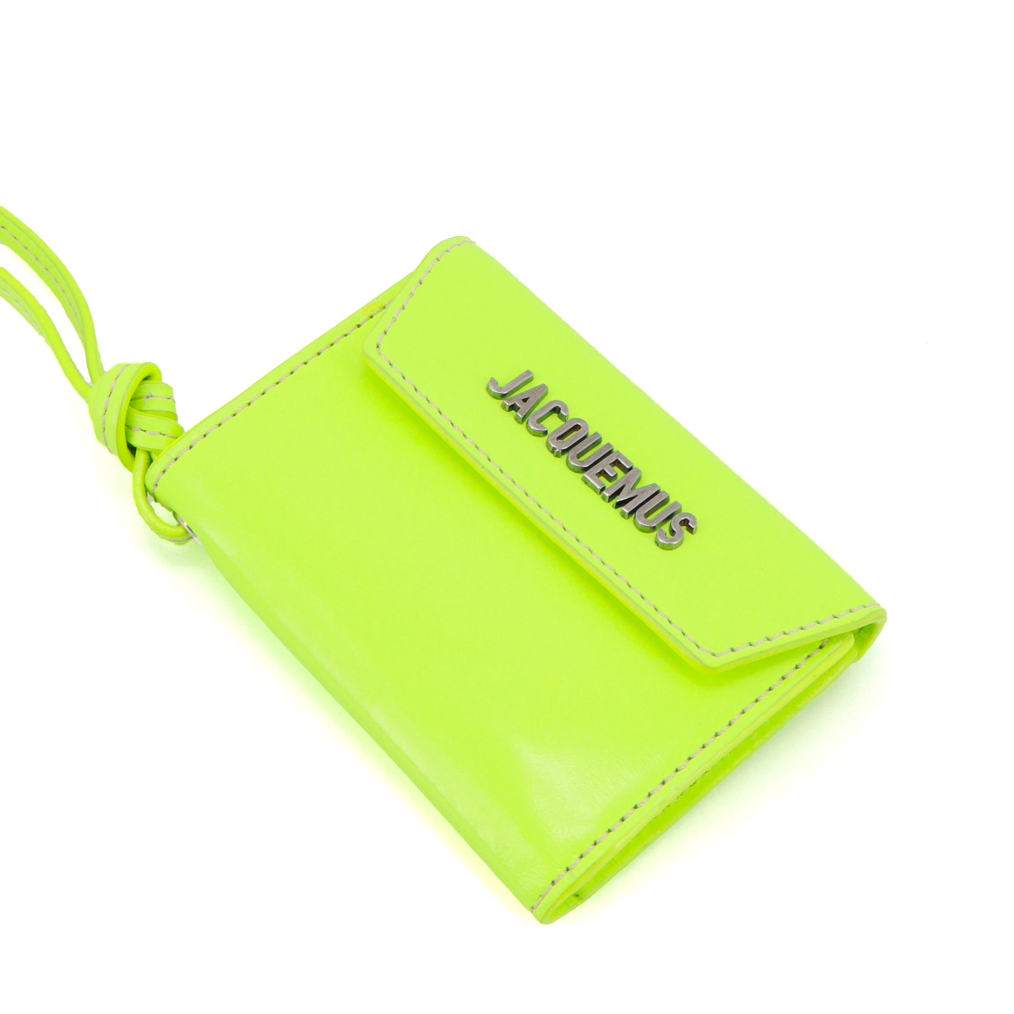 JACQUEMUS - Porte-cartes Le Porte Jacquemus en cuir vert fluo