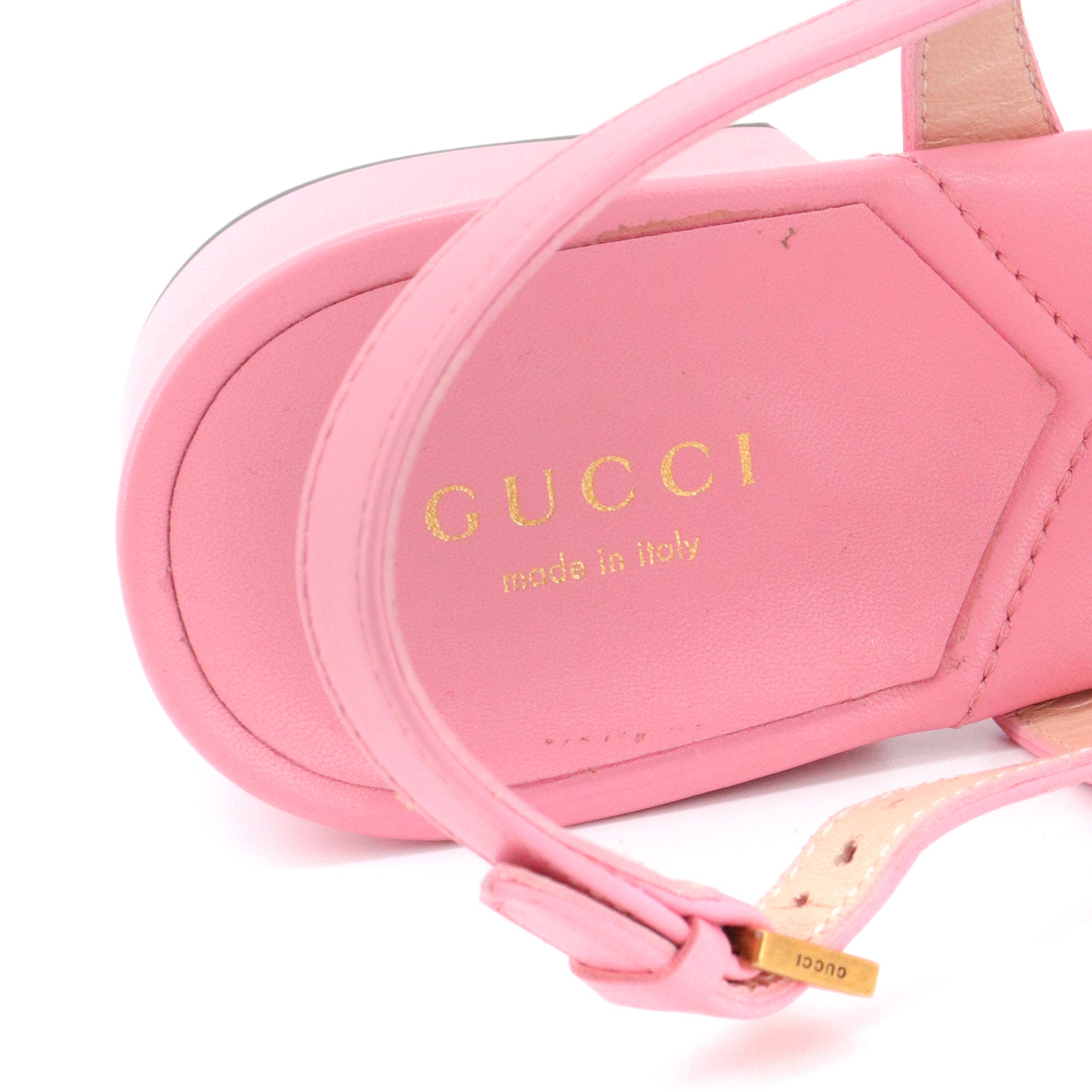 GUCCI - Sandales GG Gucci en cuir rose (T39.5)